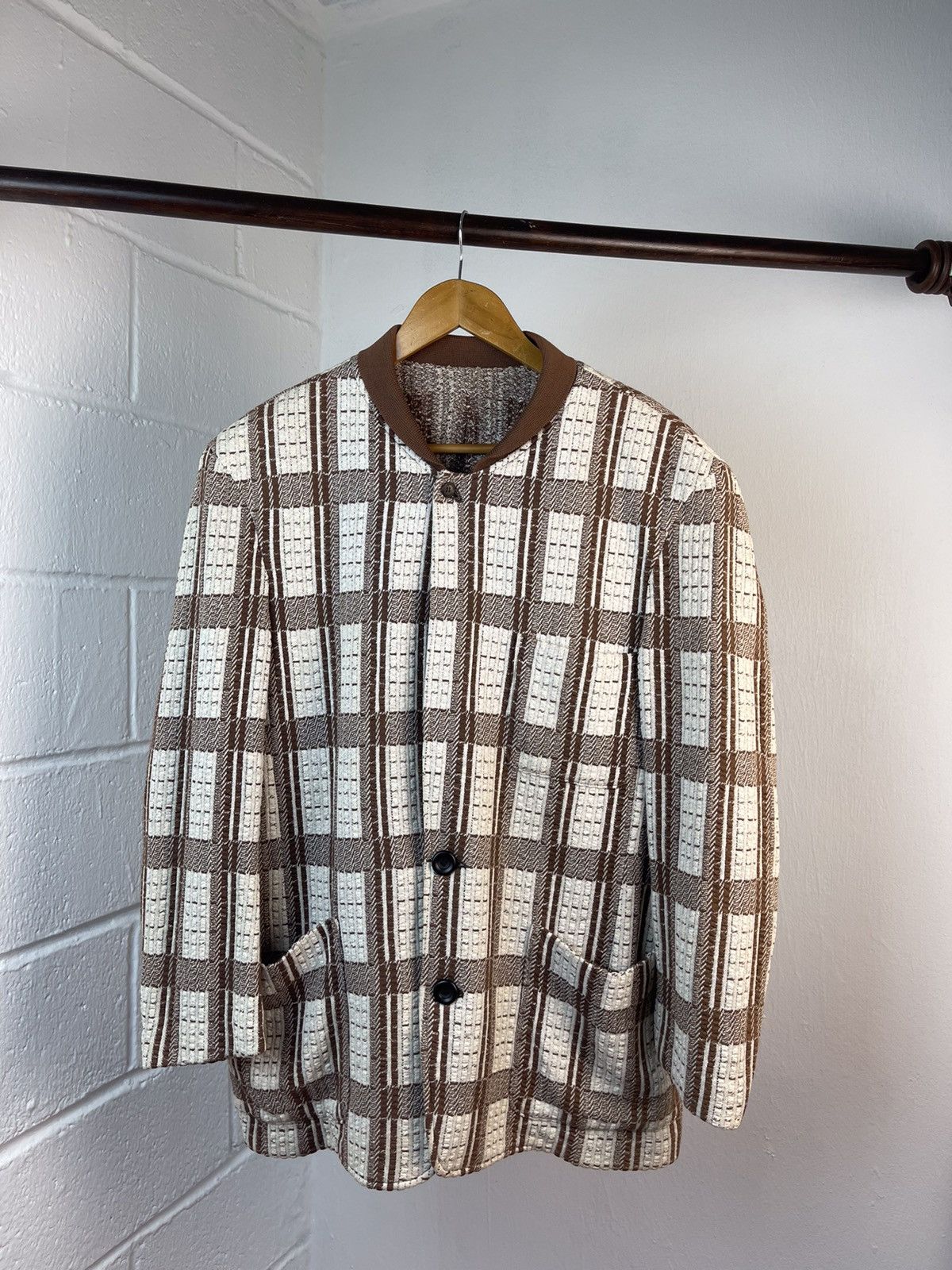 Issey Miyake 80s Issey Miyake Men Plaid Cotton Coat A1 Size US L / EU 52-54 / 3 - 6 Thumbnail