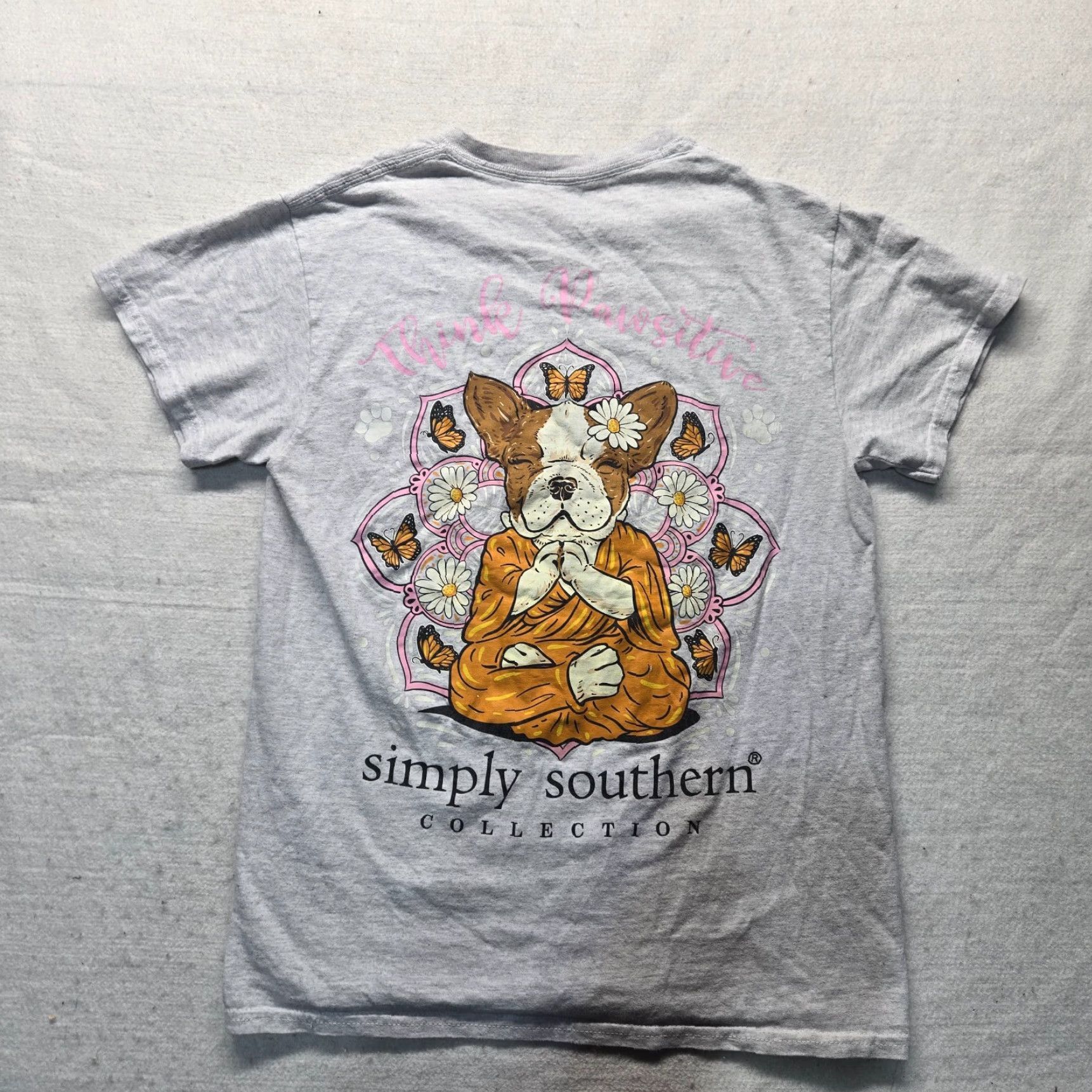 Vintage Simply Southern Gray Think Positive Dog Monk T-Shirt Adult Women's Size S Small Shirts Women S Gray Think Positive Dog Monk Shirt Size S / US 4 / IT 40 - 5 Thumbnail