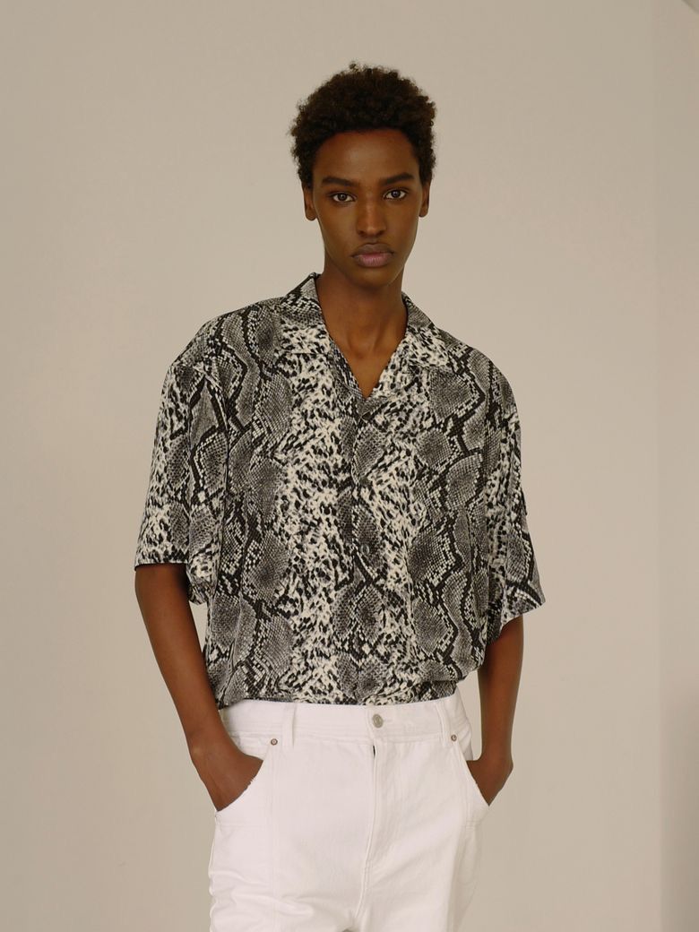 Andersson Bell Andersson Bell Muir Python Print Open Collar Shirt IVORY/BLK Size US L / EU 52-54 / 3 - 6 Thumbnail