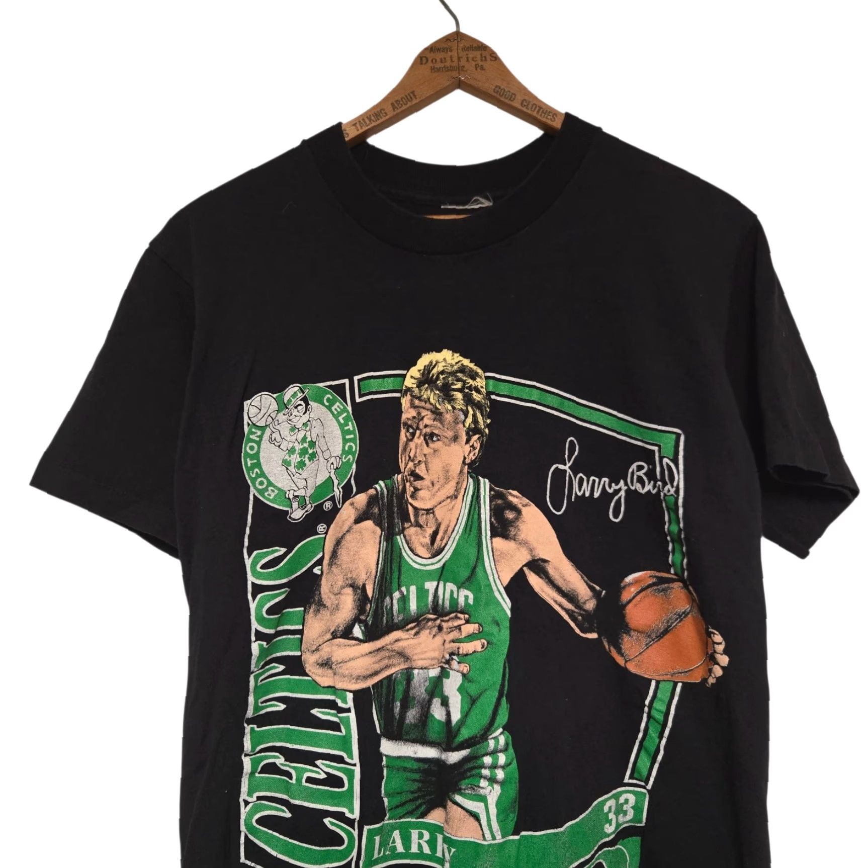 Nutmeg VINTAGE Nutmeg Boston Celtics Larry Bird Rap Tee Mens M Black 90s Single Stitch Hip Hop Mens Size US M / EU 48-50 / 2 - 4 Thumbnail
