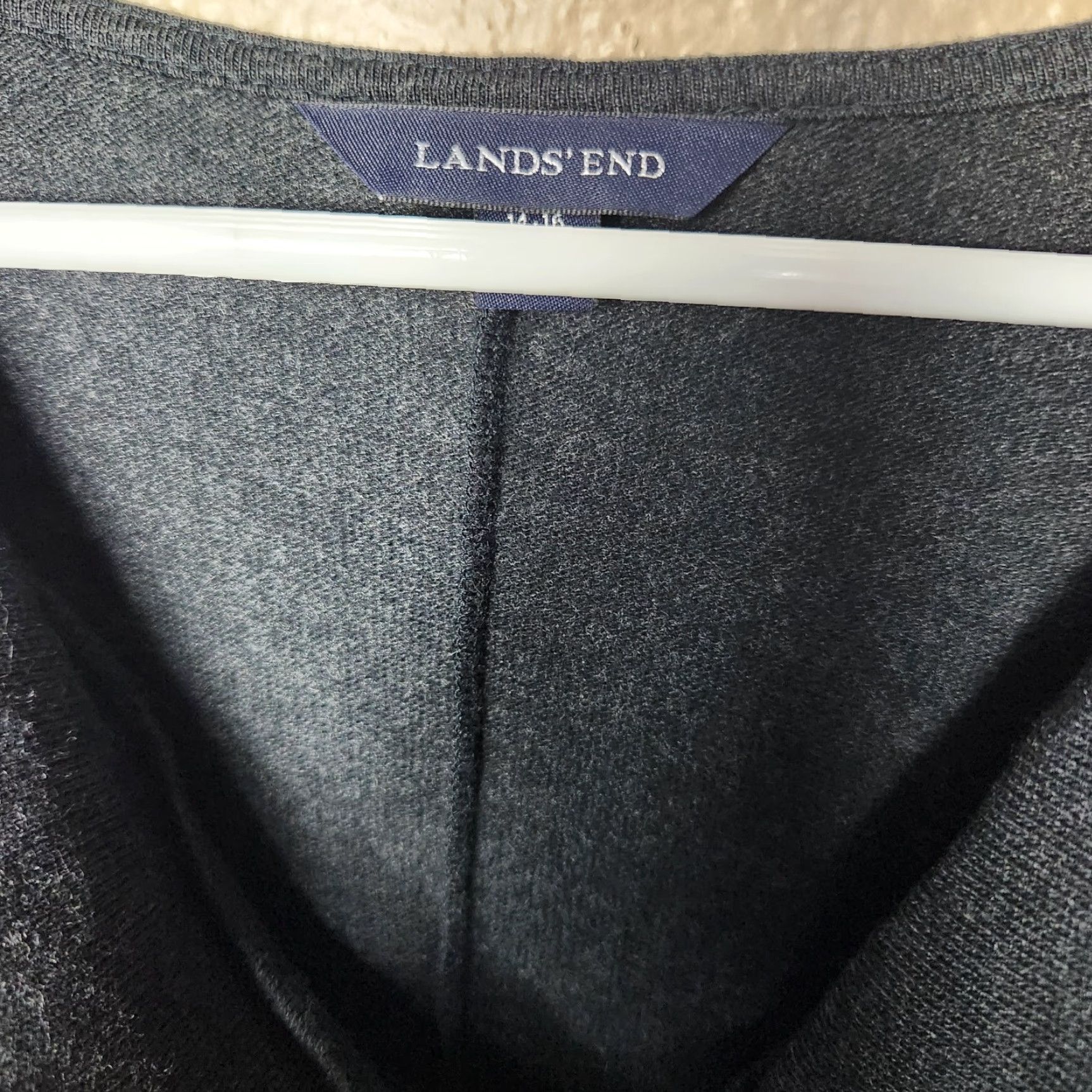 Lands' End Lands' End Charcoal Gray Heather SS Drapeneck Sweater Dress-Size L(14-16) Dress Womens Knit Pullover Dolman Sleeve Size L / US 10 / IT 46 - 7 Thumbnail