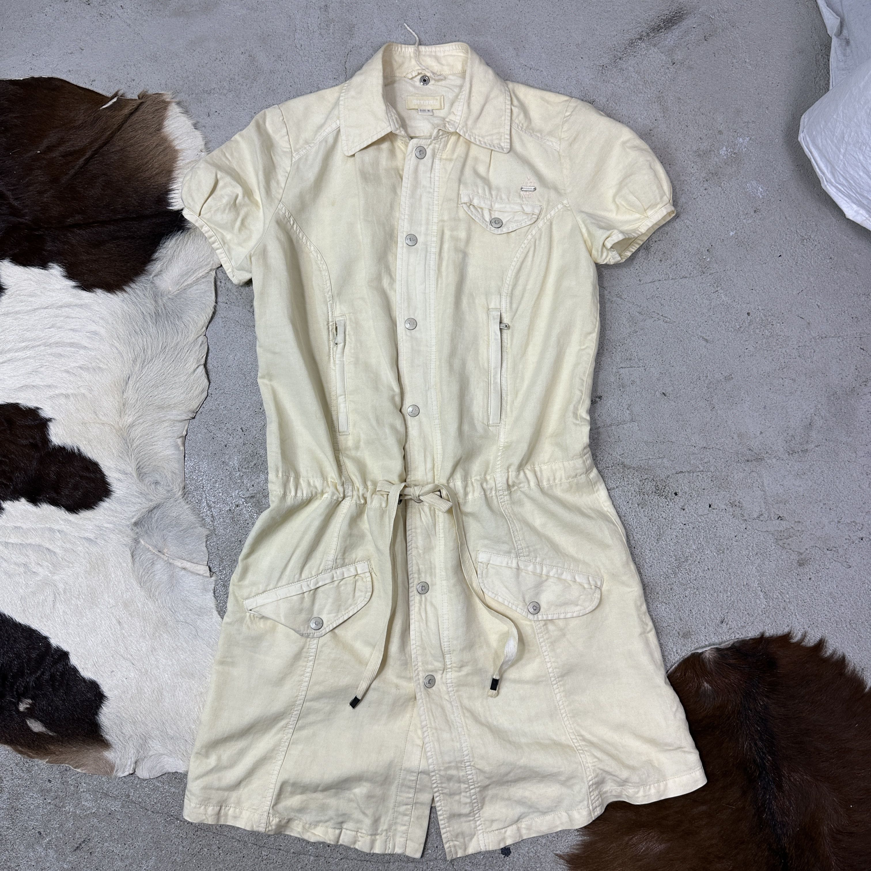 Diesel Vintage Avant Garde Diesel Butter Yellow Dress 00s Size M / US 6-8 / IT 42-44 - 4 Thumbnail