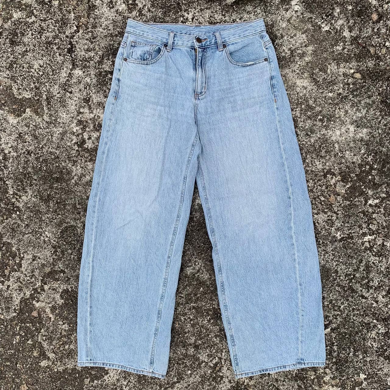 GU Women GU Baggy Jeans Light Blue Wash Denim Streetwear Size 31" - 1 Thumbnail