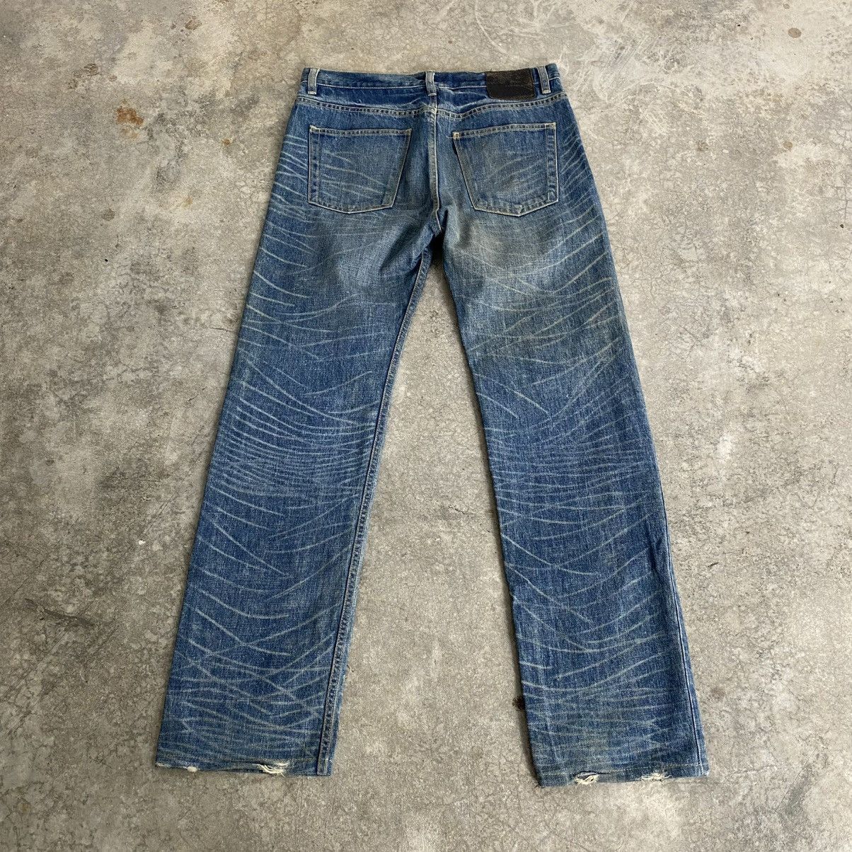 Lad Musician 2000’s Lad Musician Whisker Washed Straight Leg Denim Jeans Size US 33 - 10 Thumbnail