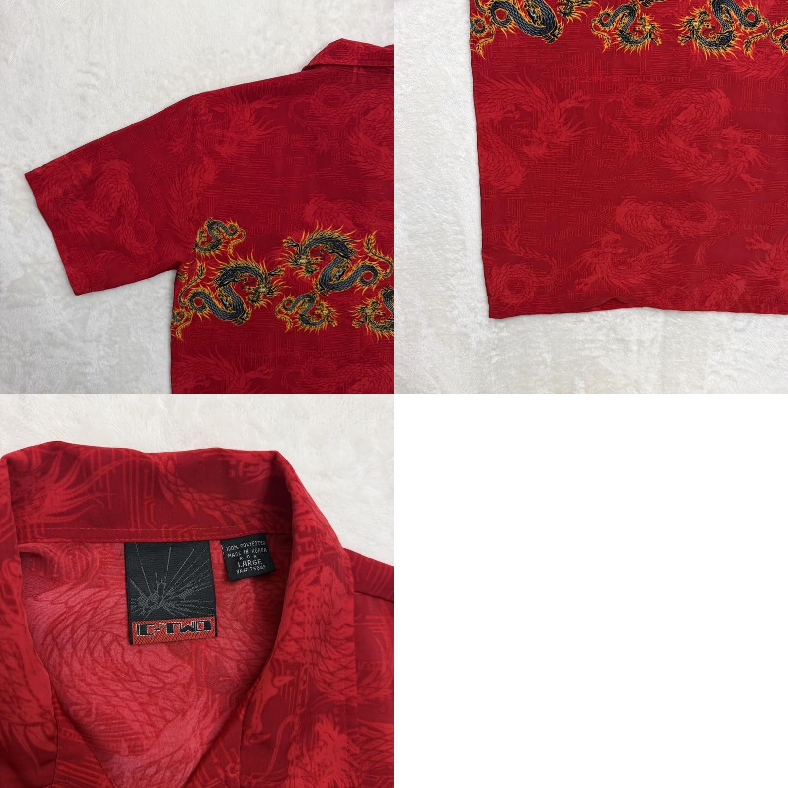 Vintage VINTAGE G-TWO Shirt Mens Large Red Dragon Flame Button Up Korea AOP Surf Size US L / EU 52-54 / 3 - 9 Thumbnail