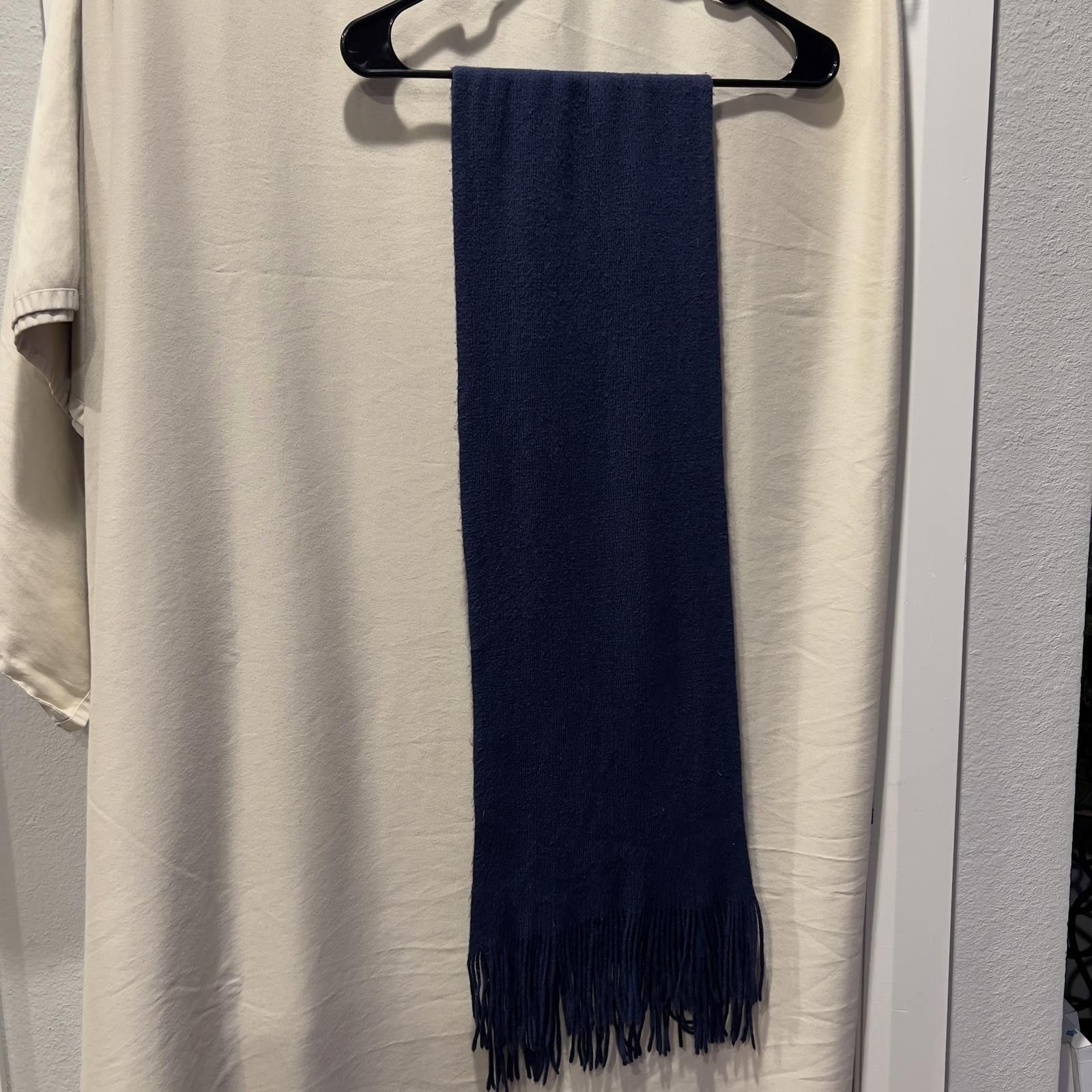 Unknown London Classic Navy Blue Fringed Scarf Size ONE SIZE - 1 Thumbnail