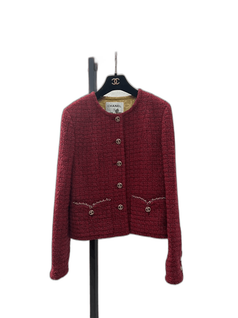 Chanel Chanel Red Woven Chain Outerwear Jacket Size M / US 6-8 / IT 42-44 - 1 Thumbnail