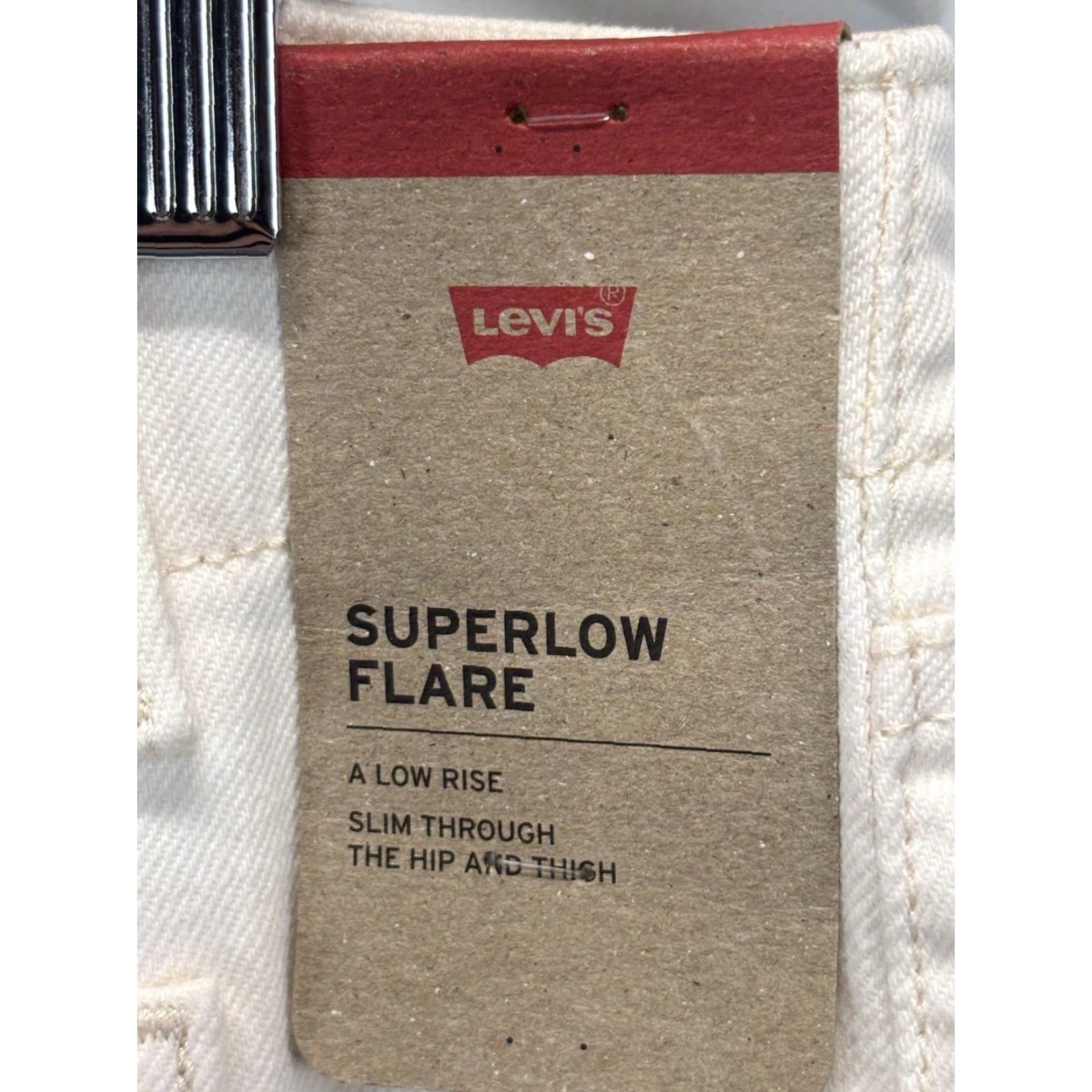 Levi's Levi's Flared Jeans 33x32 Women's Ivory Stretch Low Rise Size 24" / US 00 / IT 34 - 6 Thumbnail