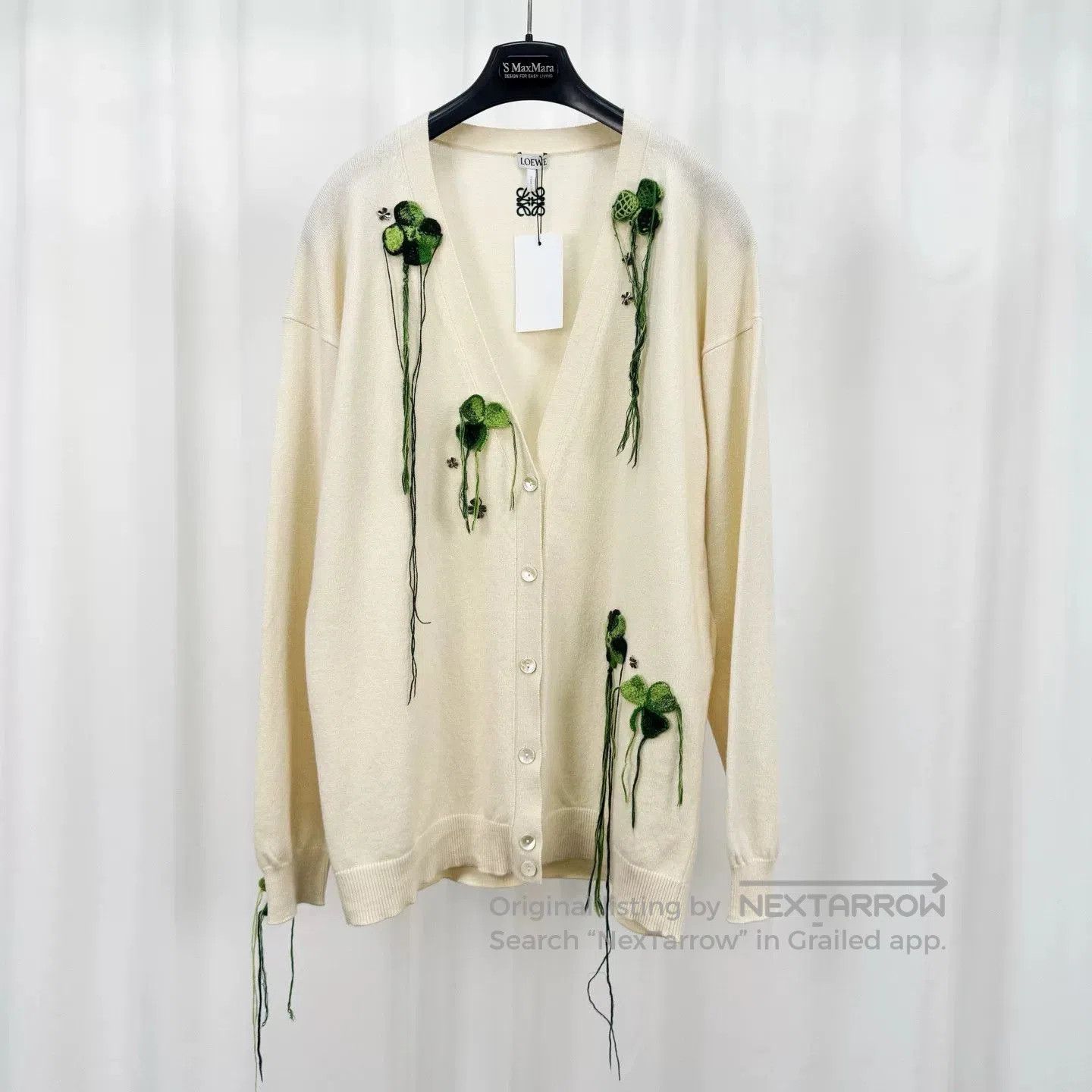 Loewe Loewe Embroidered Tassel Cardigan in Cream. Size L / US 10 / IT 46 - 1 Thumbnail