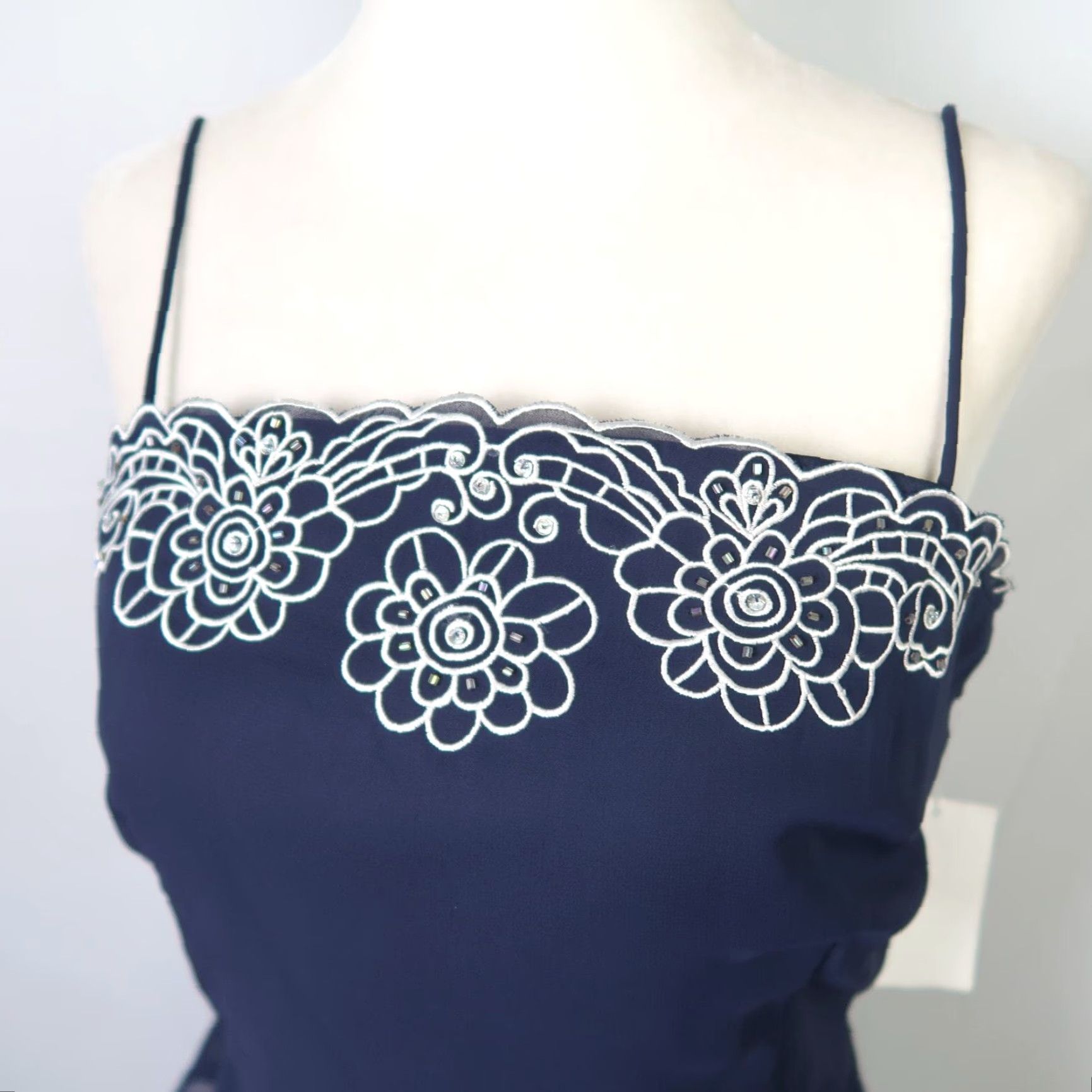 Vintage VINTAGE Y2K navy blue tiered ruffle skirt party dress 6P Mini Bohemian Size 28" / US 6 / IT 42 - 4 Thumbnail