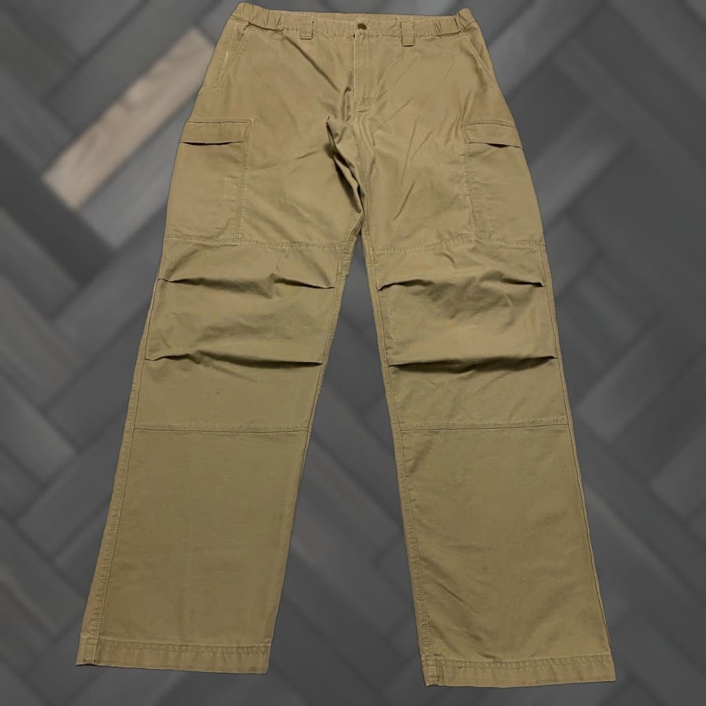 Vintage Vertx Cargo Pants Men's Size 36×34 Beige Relaxed Fit Elastic Waist Side Cargo Pocket Straight Pants Mens Beige 34 36 Verx Size US 34 / EU 50 - 1 Thumbnail