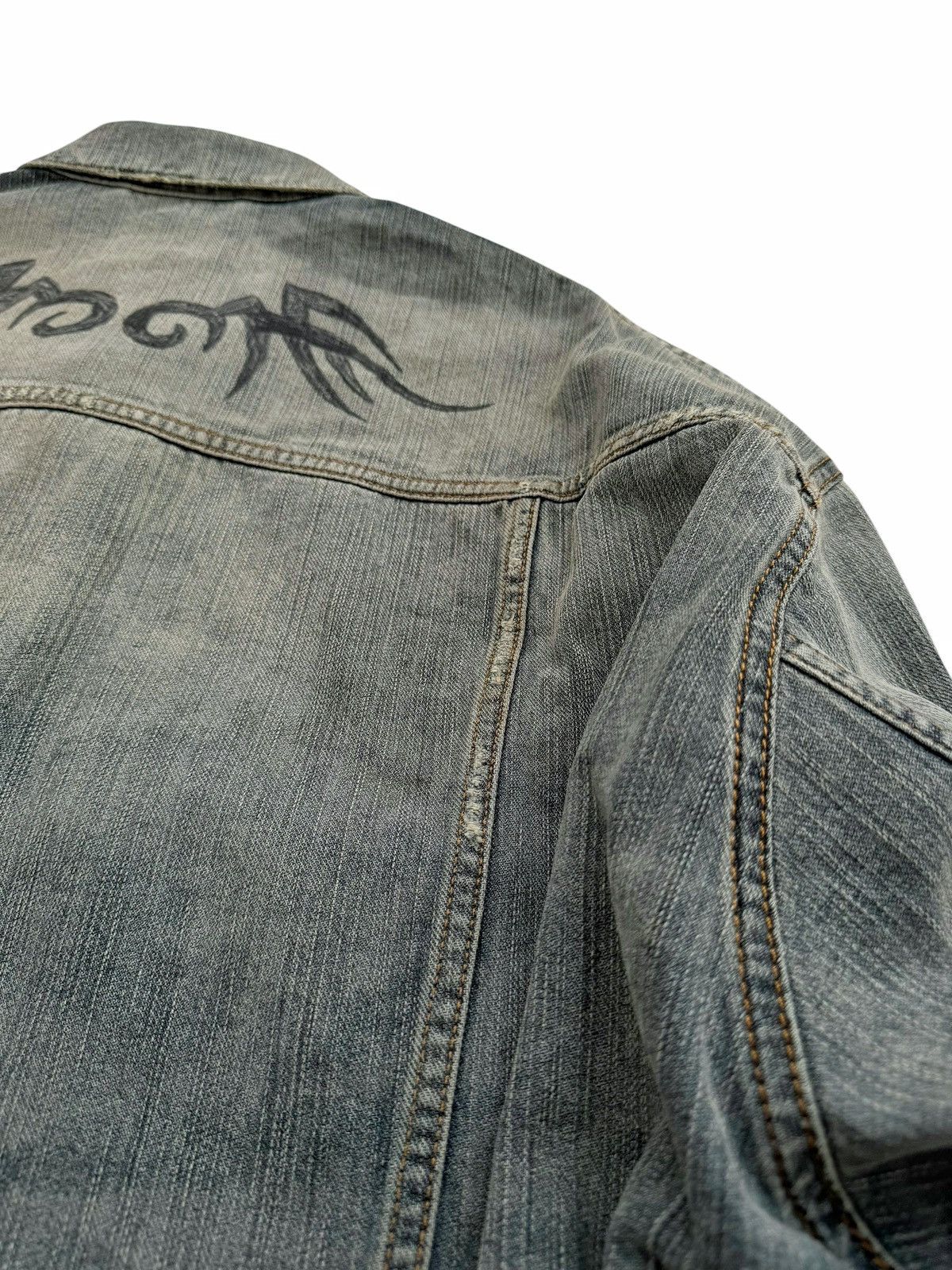Balenciaga 2024 Y2K Tattoo Tribal Oversized Denim Jacket Size US XL / EU 56 / 4 - 15 Thumbnail