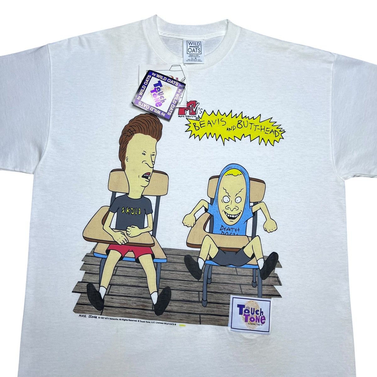Mtv 1997 MTV Beavis And Butthead Wild Oats Touch Tone T-Shirt Size US L / EU 52-54 / 3 - 4 Thumbnail