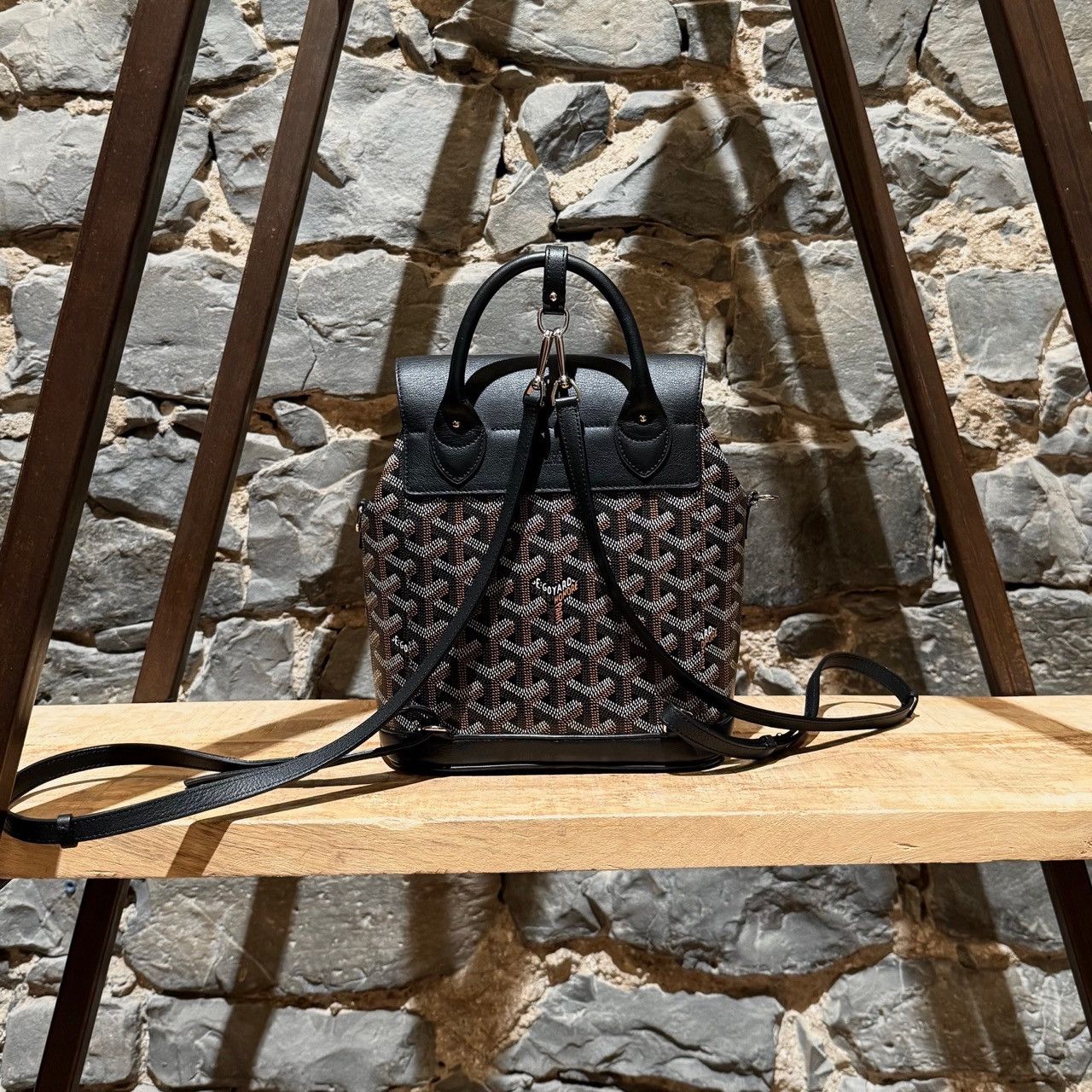 Goyard Goyard 2019 Black Goyardine Mini Alpin Convertible Backpack Size ONE SIZE - 4 Thumbnail