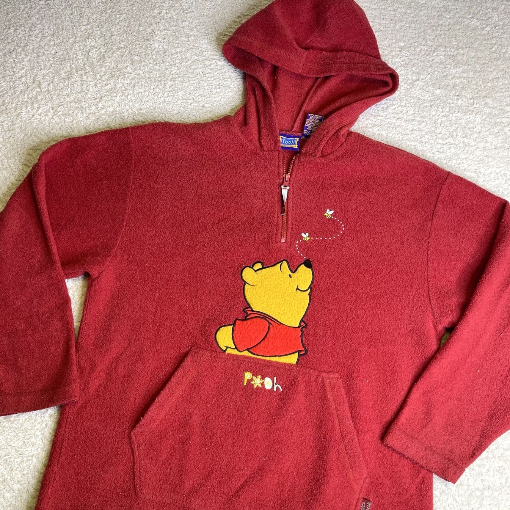 Disney VINTAGE Pooh Hoodie Shirt Mens 90s Red Disney Fleece Zip Adult Small Size US S / EU 44-46 / 1 - 2 Thumbnail