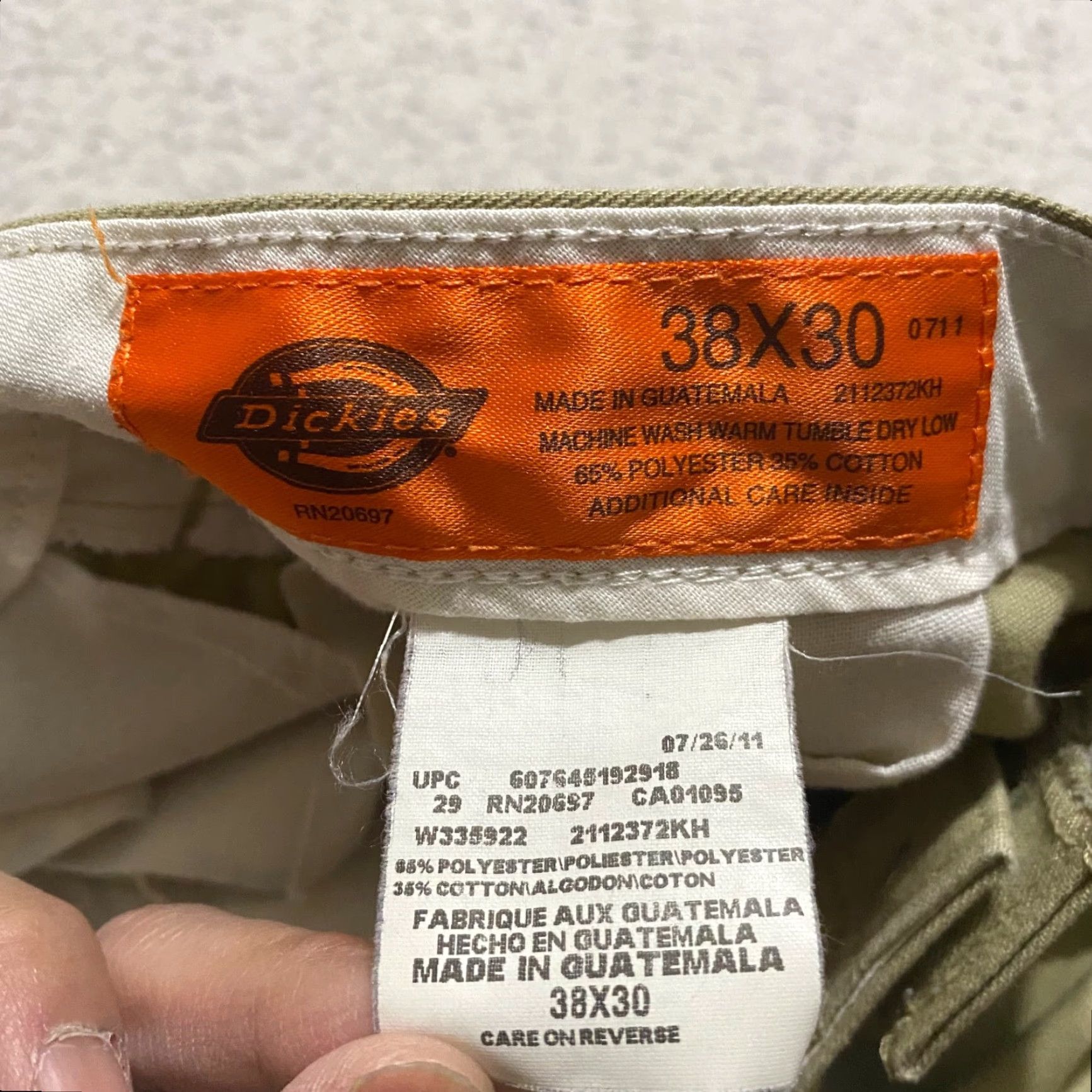 Dickies Dickies Mens Cargo Pants Beige High Rise 38x30 Work Utility Cotton Polyester Regular Straight Mens Size US 38 / EU 54 - 3 Thumbnail
