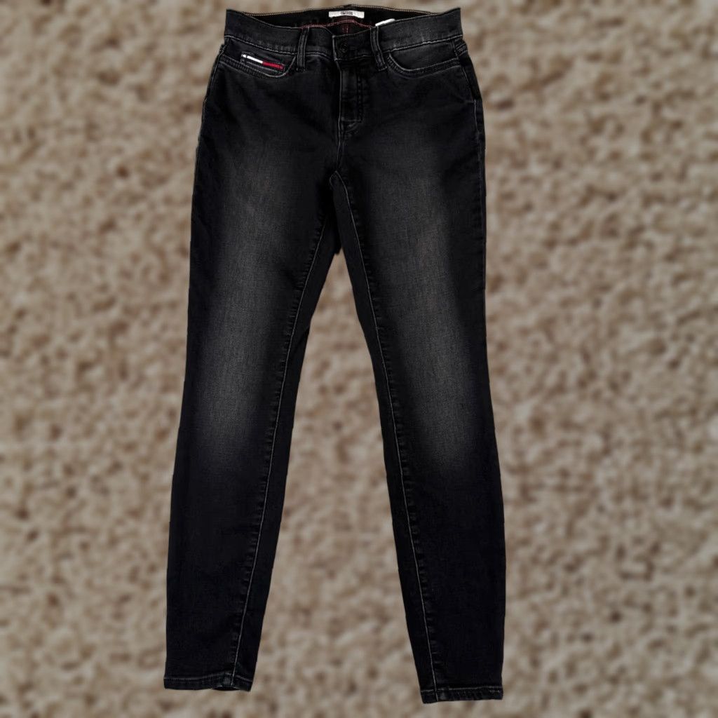 Tommy Hilfiger Tommy Hilfiger Jeans Womens 4 Black Denim Skinny Tapered Mid Rise Cotton 27x28 Jeans Womens Black Tomm y Hilfiger Size 27" / US 4 / IT 40 - 1 Thumbnail