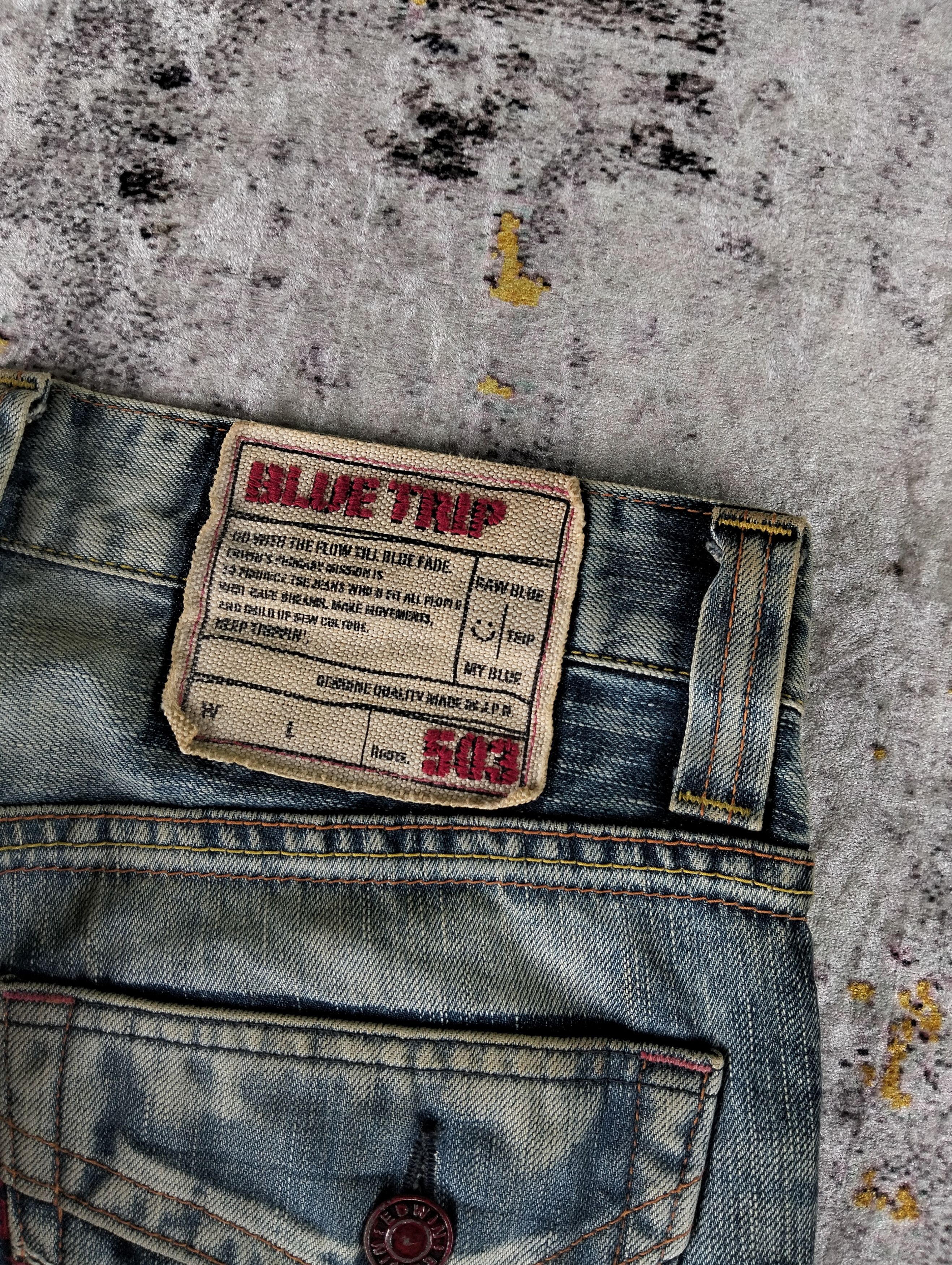 Edwin Ripped Edwin 503 Blue Trip Regular Straight Faded Jeans Size US 31 - 15 Thumbnail