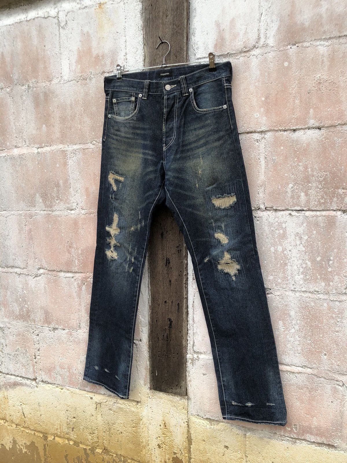 Japanese Brand Improve Destress Jeans Denim Nice Design Size US 32 / EU 48 - 3 Thumbnail