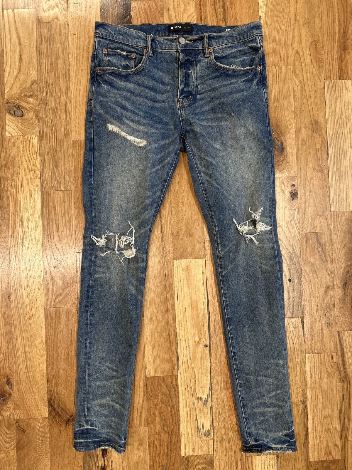 Purple Brand Purple Brand Knee Rip Blue Denim Jeans Size 32 Size US 32 / EU 48 - 1 Thumbnail