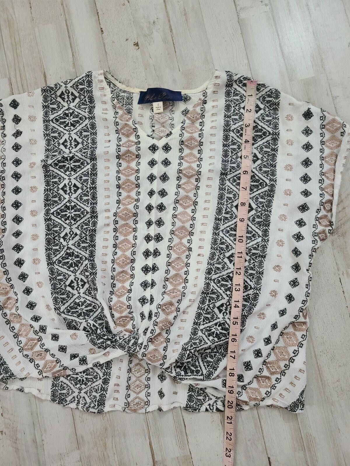 Designer Blue Rain Top Small Embroidered Boho Hippie V Neck Tie Front Size S / US 4 / IT 40 - 5 Thumbnail