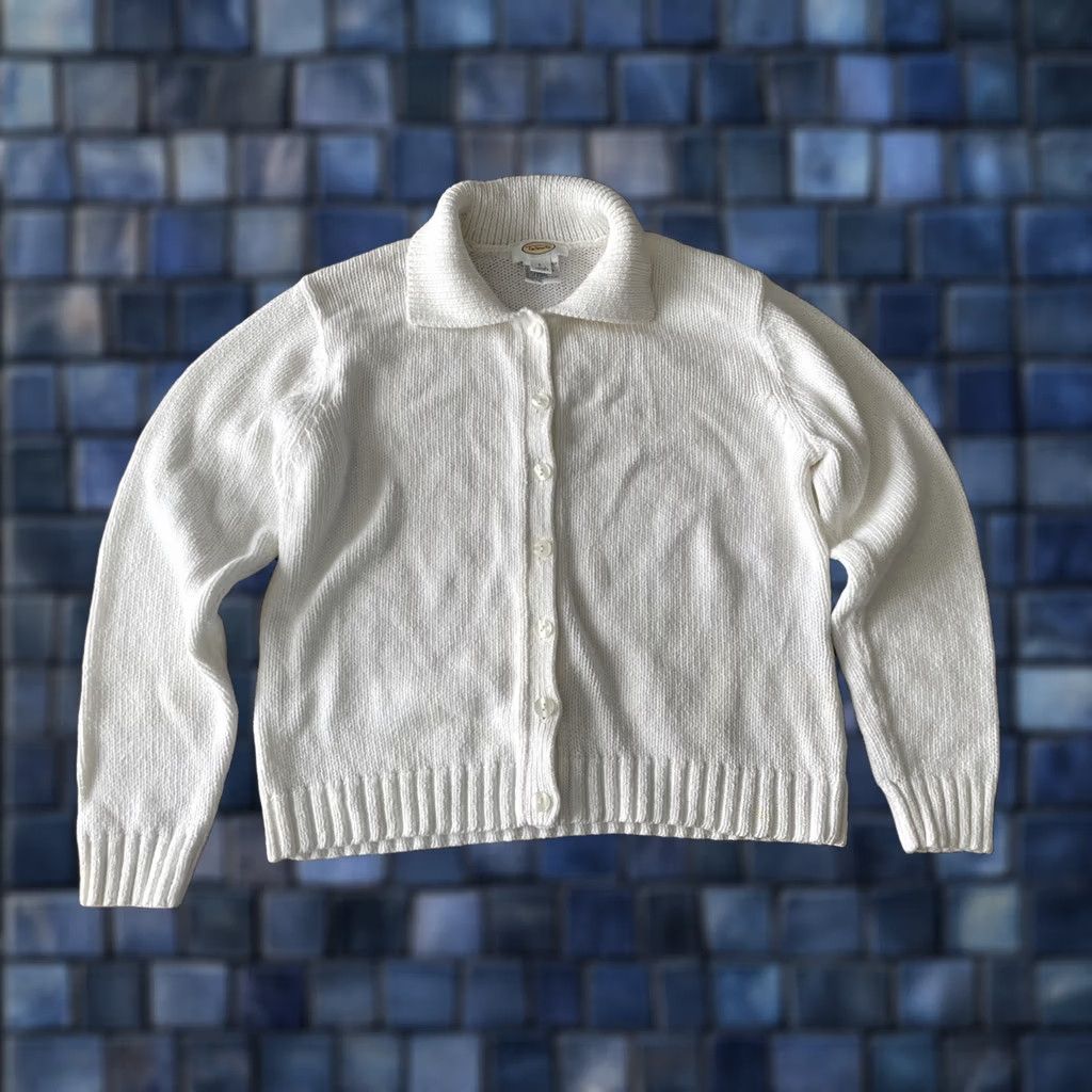 Talbots VINTAGE Talbots Cardigan Sweater Womens Large Cropped Heavyweight 90s Y2K White Cotton Knit Button Short Sleeve? Size L / US 10 / IT 46 - 1 Thumbnail