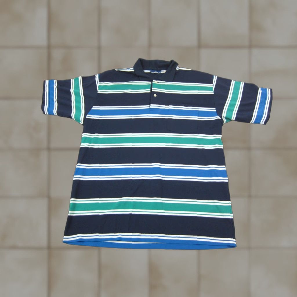 Vintage VINTAGE Puritan Polo Shirt Mens Polo Shirt Casual 90s 80s Blue Striped Cotton Polyester Short Sleeve Button Front Collar Spread Size M Size US M / EU 48-50 / 2 - 1 Thumbnail