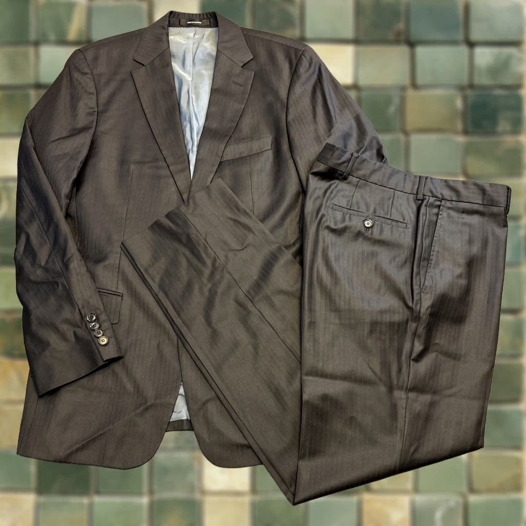 Vintage BOSS Hugo Boss Super 120 Wool Pasolini Movie Suit Set Black Pinstripe 40L 36x32 Size 40R - 1 Thumbnail