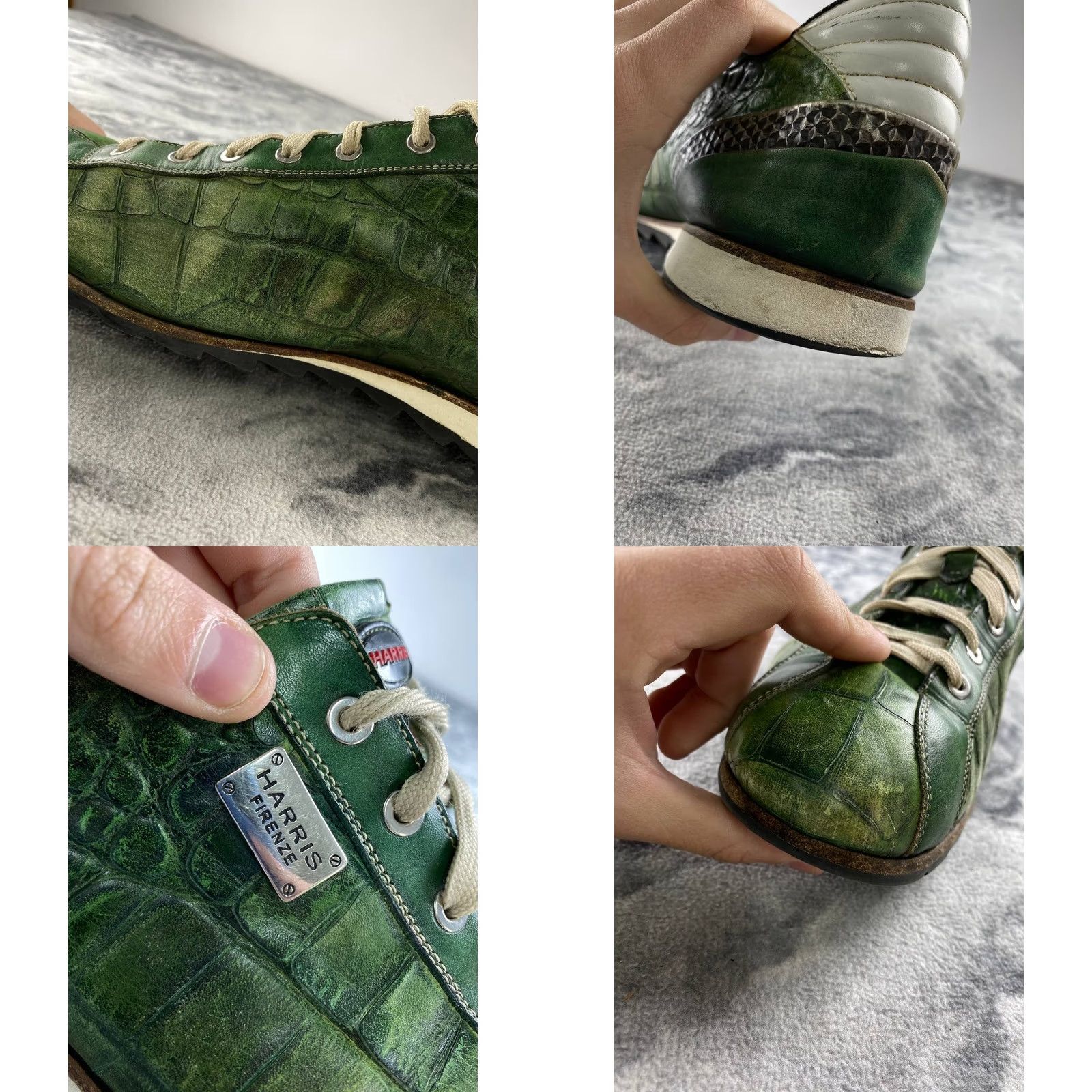 Vintage Harris Leather Trainers Men Size 11 Green Leather Sneaker Shoes Size US 11 / EU 44 - 8 Thumbnail