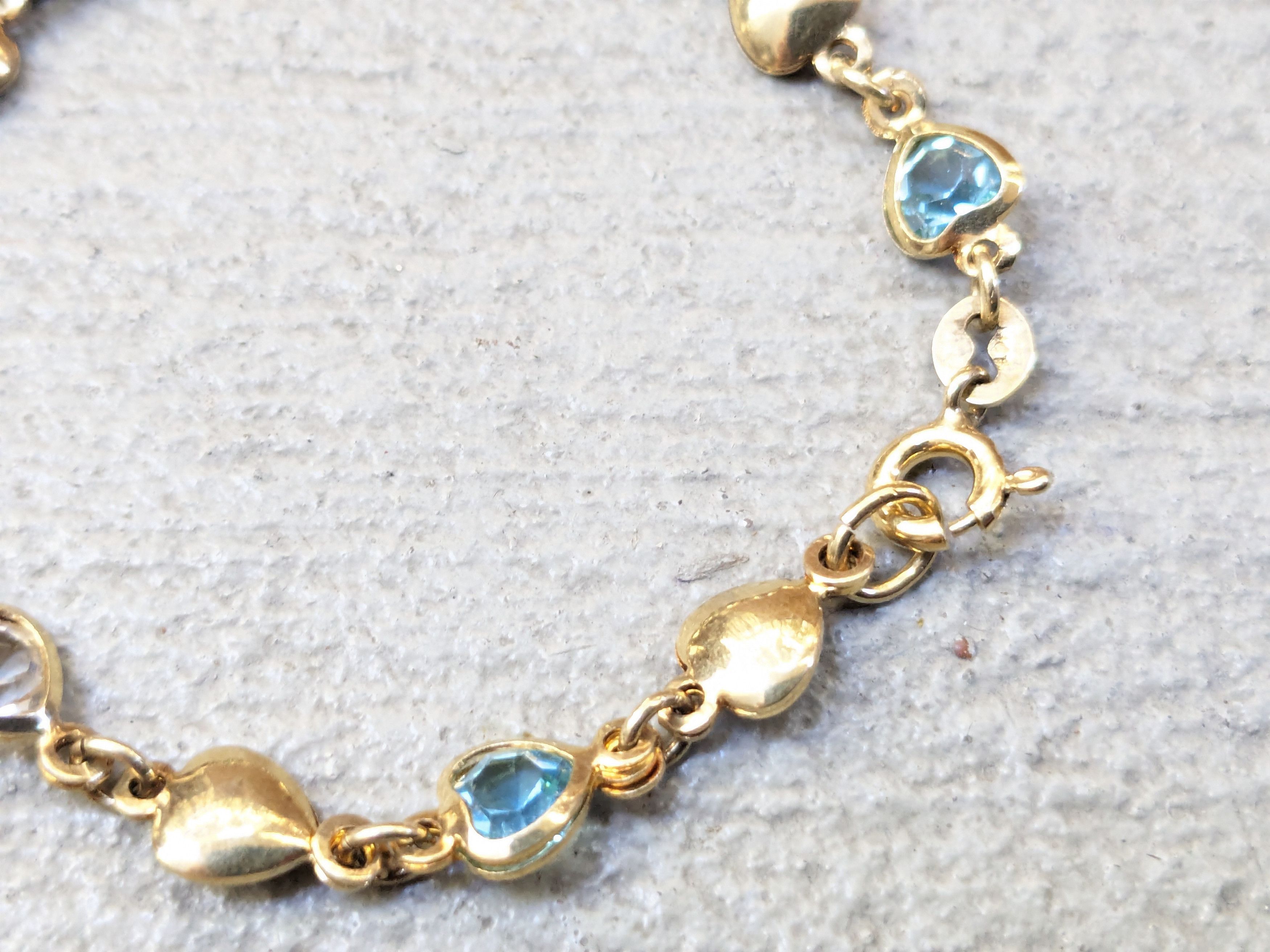 Jewelry Vintage Sterling Silver Bracelet Heart Rainbow Gold Plate Size ONE SIZE - 3 Thumbnail