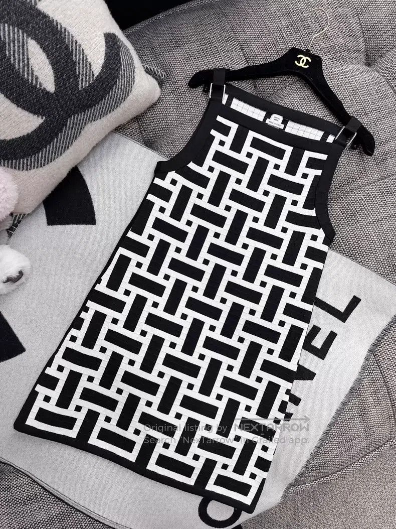 Hermes Hermes Black and White Knit Strap Dress Size XXS / US 00 / IT 34 - 8 Thumbnail