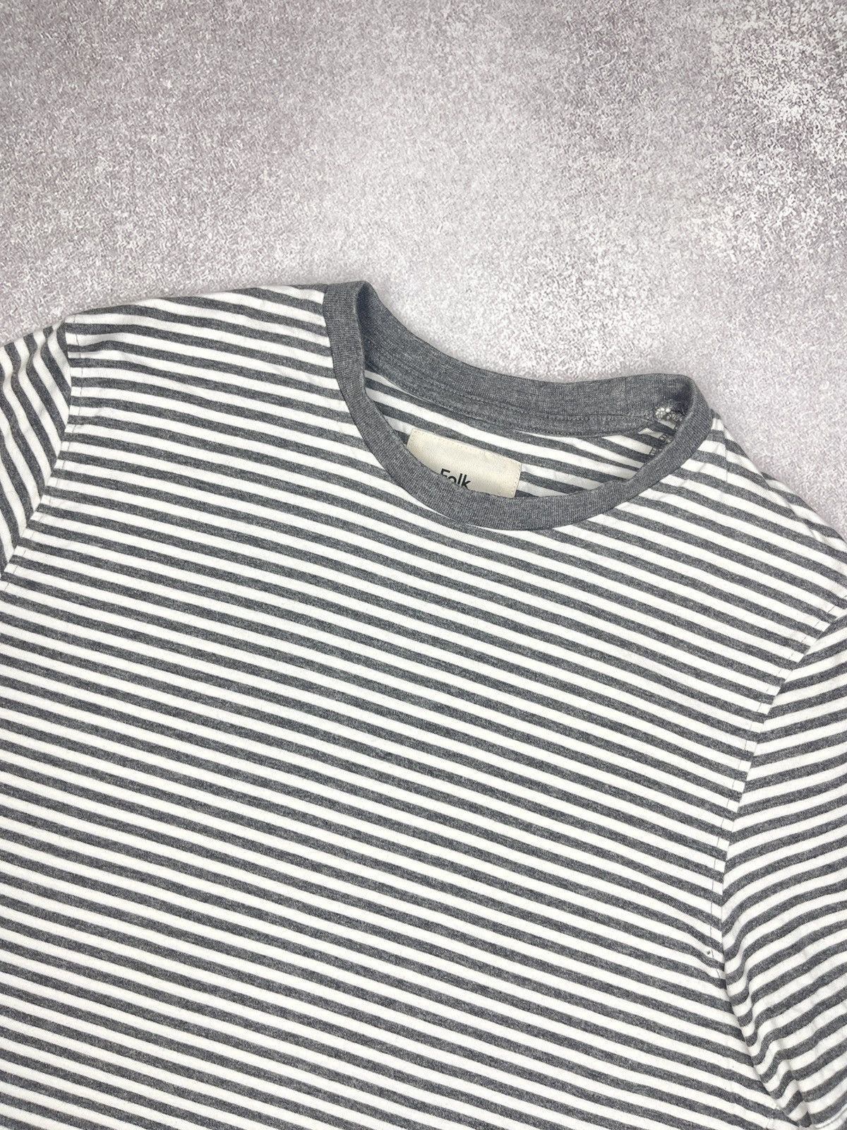 Folk Mens Folk Striped T Shirt Grey/White Size US M / EU 48-50 / 2 - 4 Thumbnail