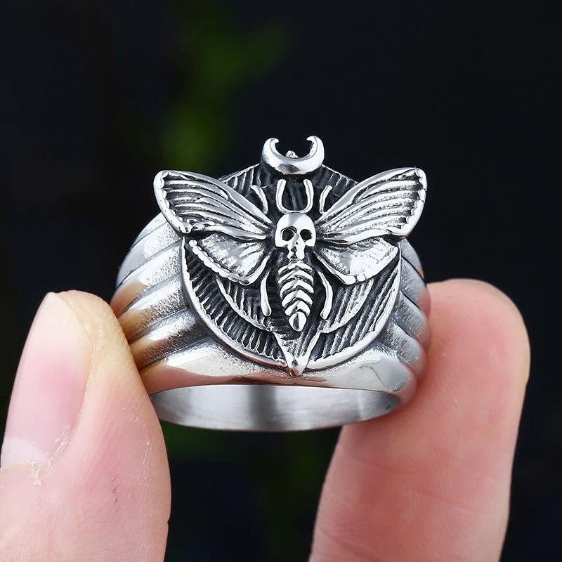 Japanese Brand × Jewelry × Vintage Head Skull Moth Luxury Butterfly Ring Size ONE SIZE - 4 Thumbnail