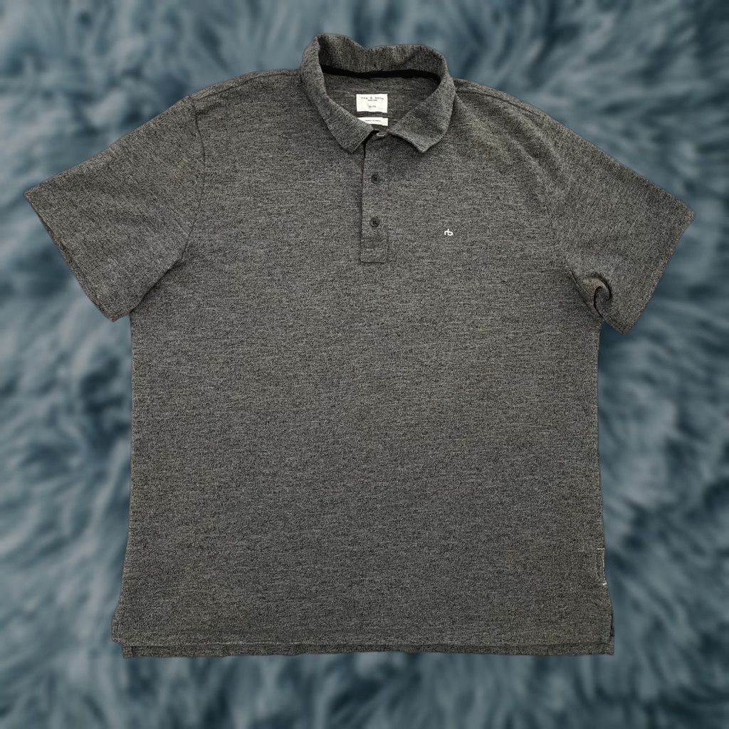 Rag & Bone Rag & Bone Shirt Polo Adult XL Short Sleeve Cotton Blend Mens Logo Button Knit Color Gray Size US XL / EU 56 / 4 - 1 Thumbnail