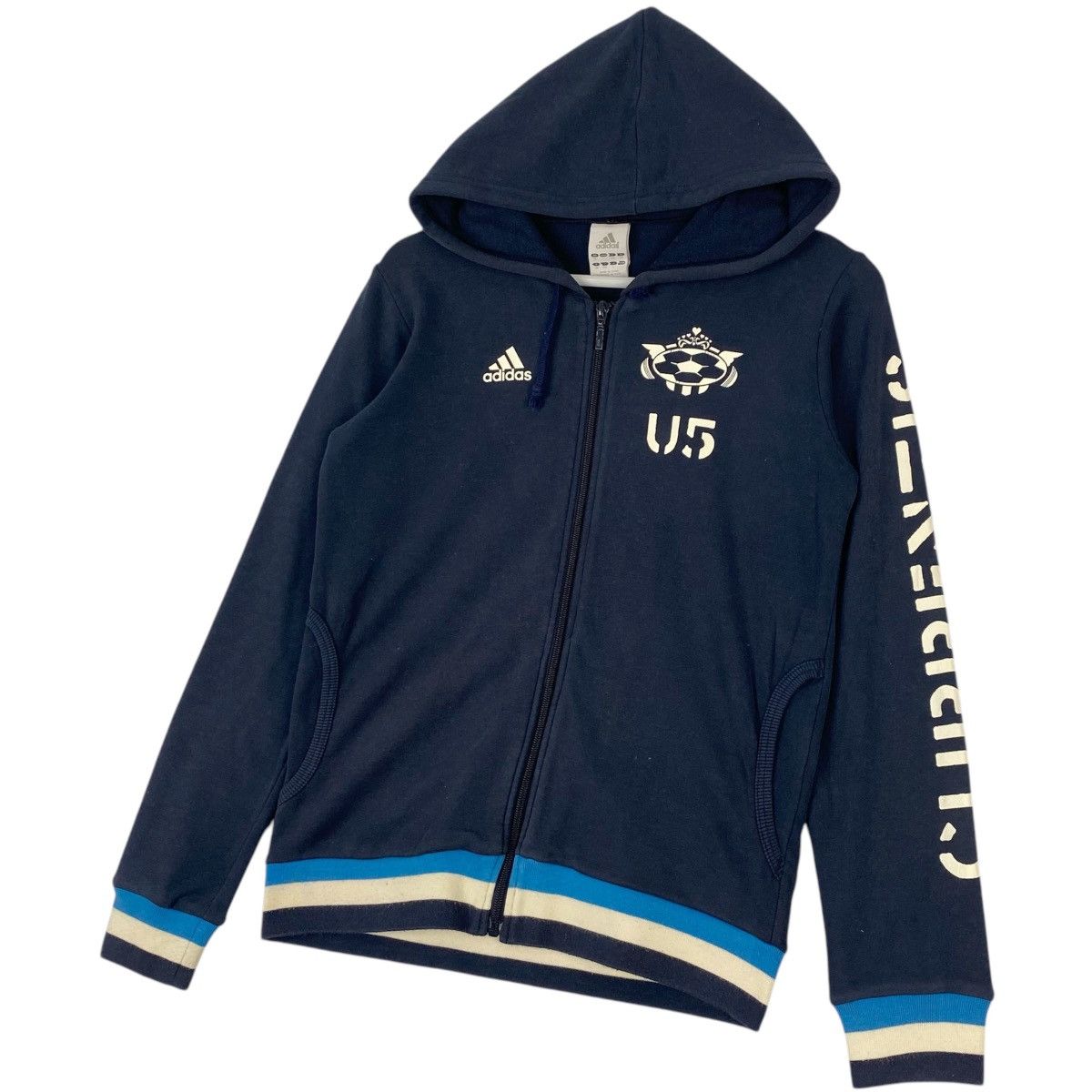 Adidas × Vintage Vintage Adidas Hoodie Full Zip Sweater Navy Blue Size M Size US M / EU 48-50 / 2 - 2 Thumbnail