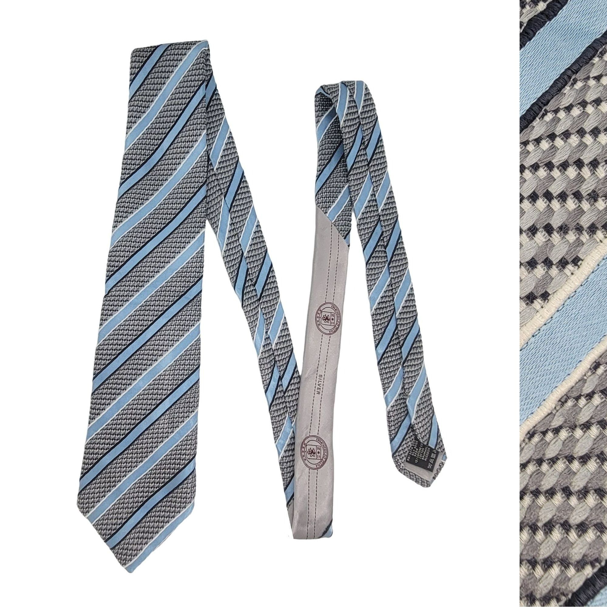 Ermenegildo Zegna ⭐Ermenegildo Zegna Vintage Men's Tie Grey Blue Regimental Pa Size ONE SIZE - 1 Thumbnail