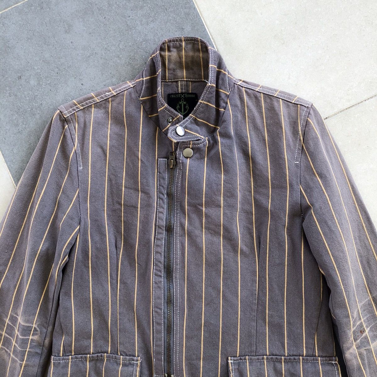 Japanese Brand 291295 HOMME Stripe Cotton Jacket Size US S / EU 44-46 / 1 - 4 Thumbnail