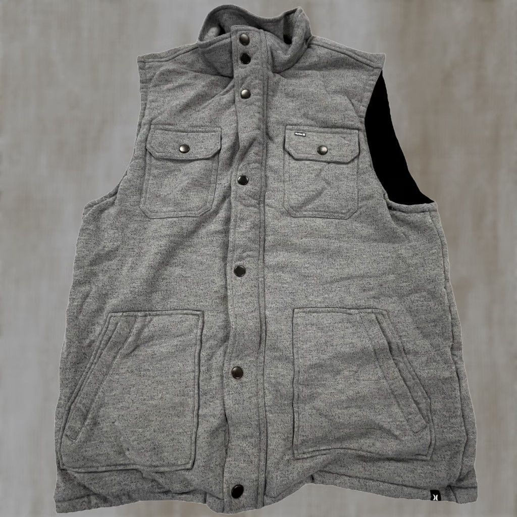 Hurley Hurley Vest Gray Puffer Cargo Utility Jacket Coat Lined Buckle Men Large L Size US L / EU 52-54 / 3 - 1 Thumbnail