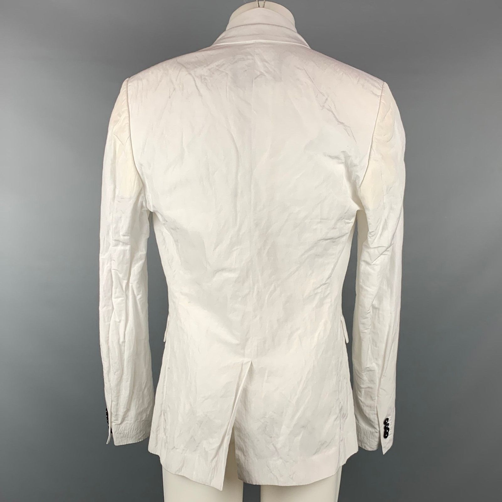 Unconditional UNCONDITIONAL White Wrinkled Acetate / Viscose Sport Coat Size 46R - 3 Thumbnail