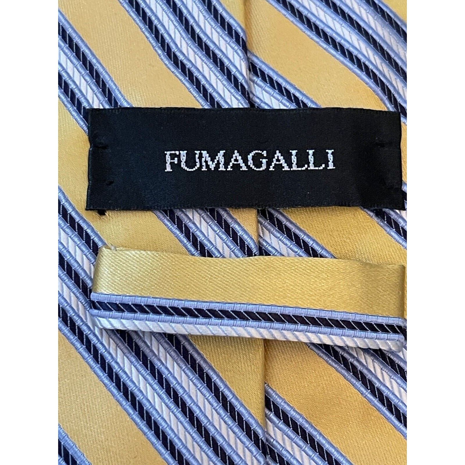 Fumagalli Fumagalli Gold Blue 100% Silk Men’s Neck Tie Made In China Size ONE SIZE - 8 Thumbnail