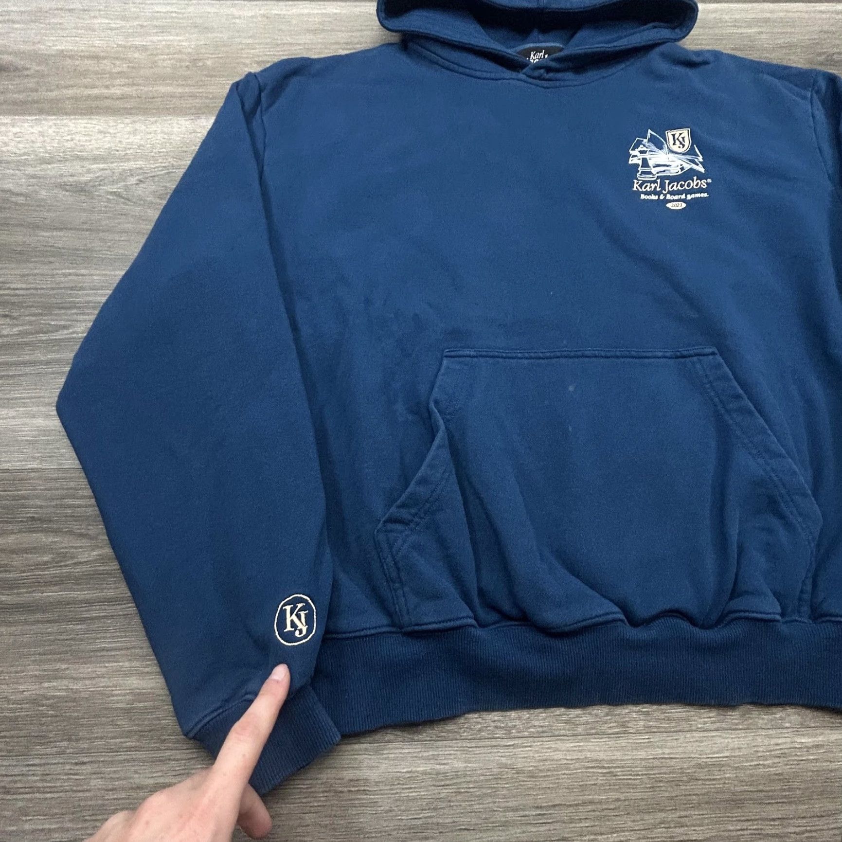 Vintage Karl Jacobs Hoodie Mens Medium Official Staff Pullover Books & Board Games 2021 Blue Graphic Print Logo Size US M / EU 48-50 / 2 - 3 Thumbnail