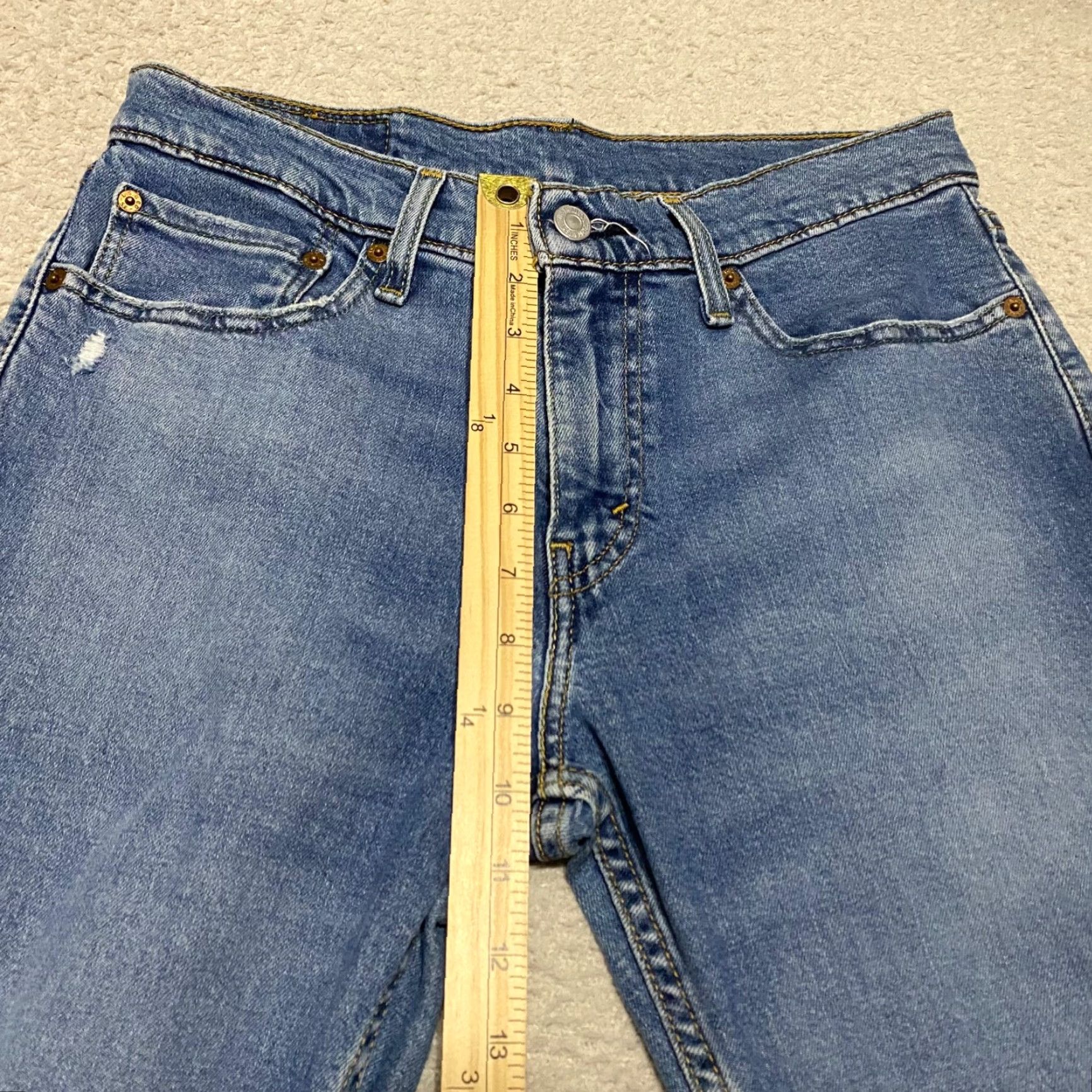 Levi's Levi's 511 Mens Jeans 31x32 Blue Denim Straight Medium Wash Slim Fit Distress Size US 30 / EU 46 - 4 Thumbnail