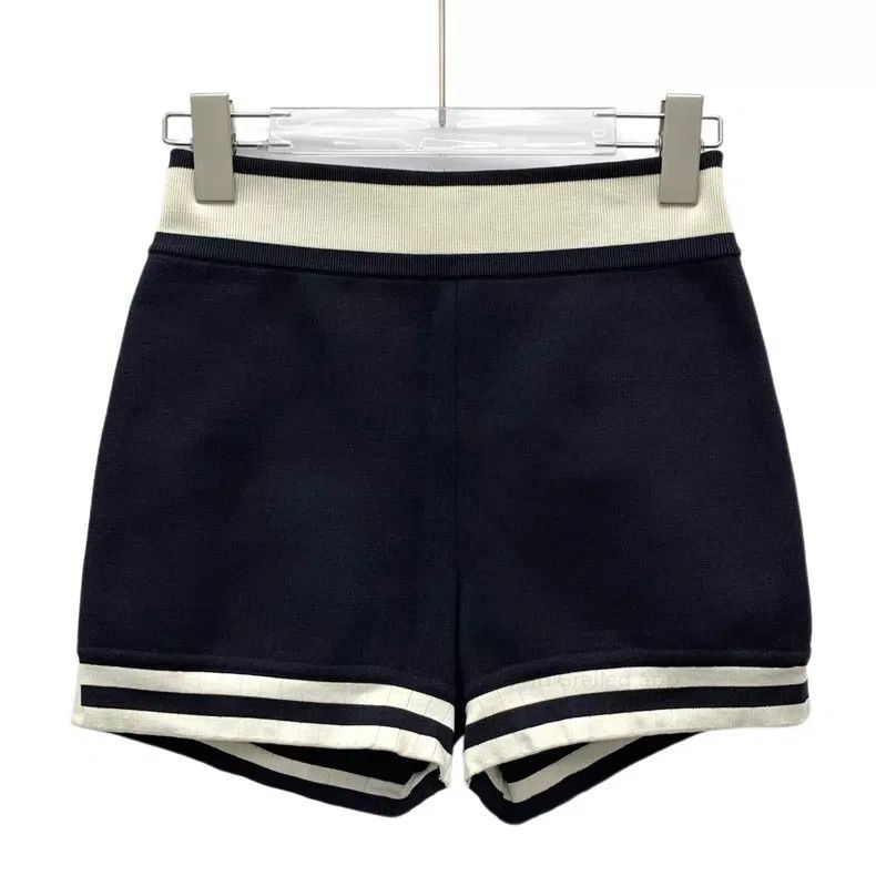 Hermes Hermes Black striped trim mulberry silk knitted shorts Size 24" / US 00 / IT 34 - 1 Thumbnail