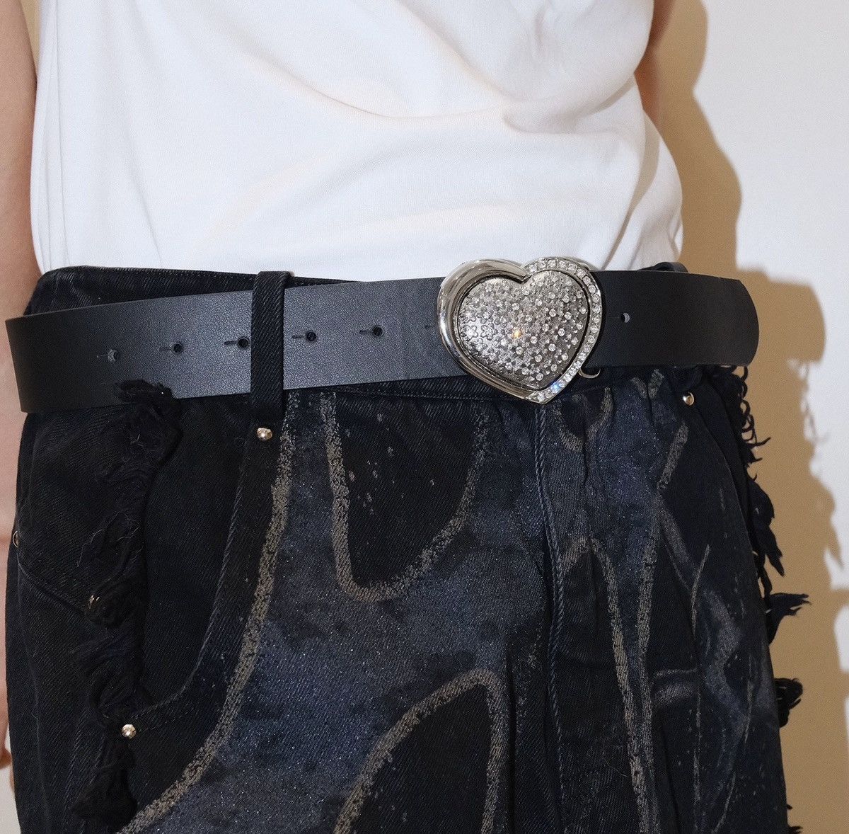 Japanese Brand × Vintage Streetwear retro punk y2k crystal heart buckle belt Size ONE SIZE - 4 Thumbnail