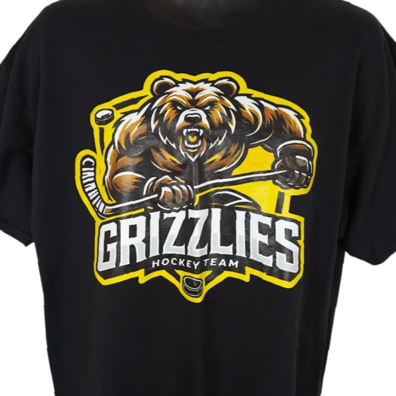 Jerzees JERZEES Grizzlies Hockey Team T Shirt Mens XL Black Size US XL / EU 56 / 4 - 2 Thumbnail