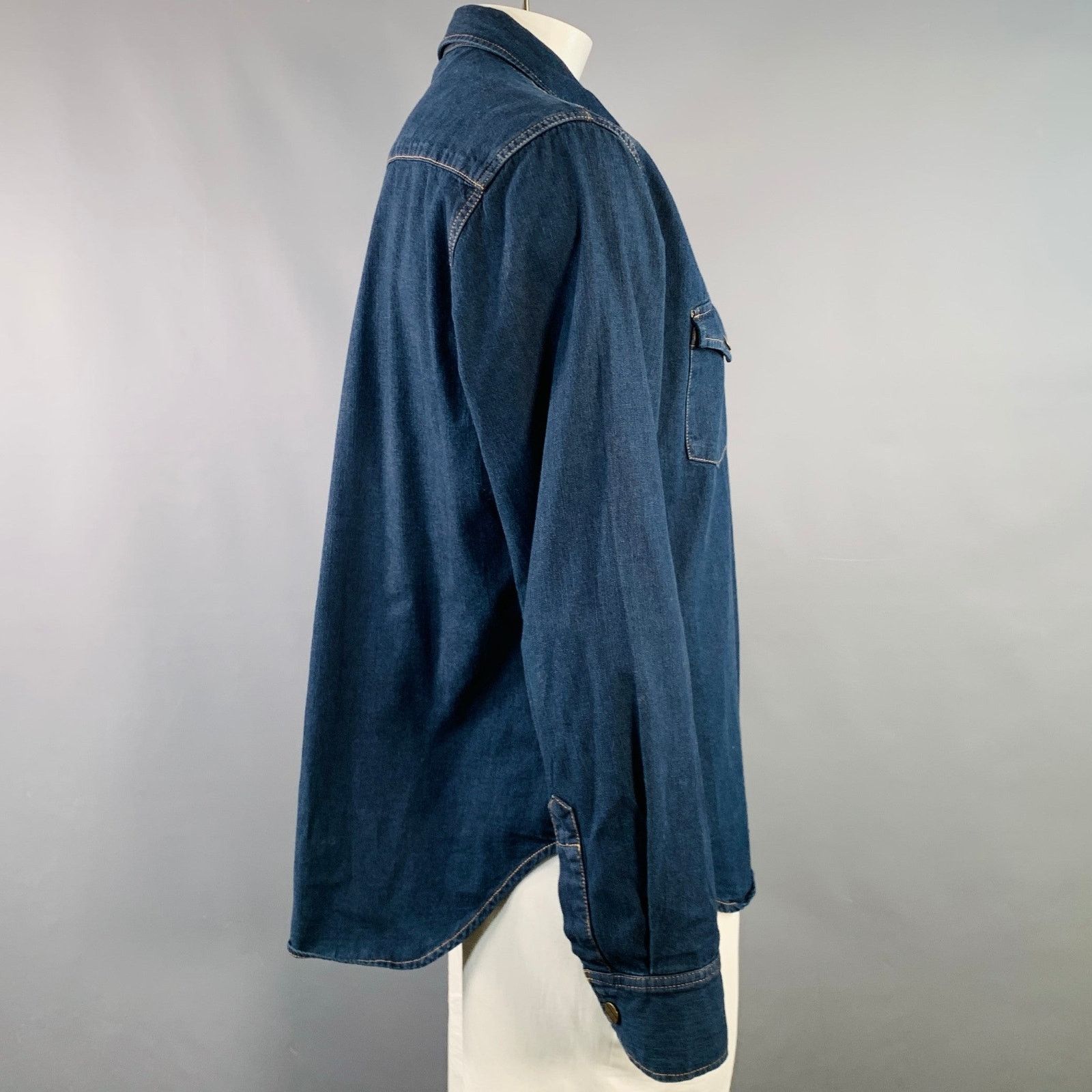 Billy Reid BILLY REID Shoals Indigo Stitch Snaps Long Sleeve Shirt Size US XL / EU 56 / 4 - 2 Thumbnail