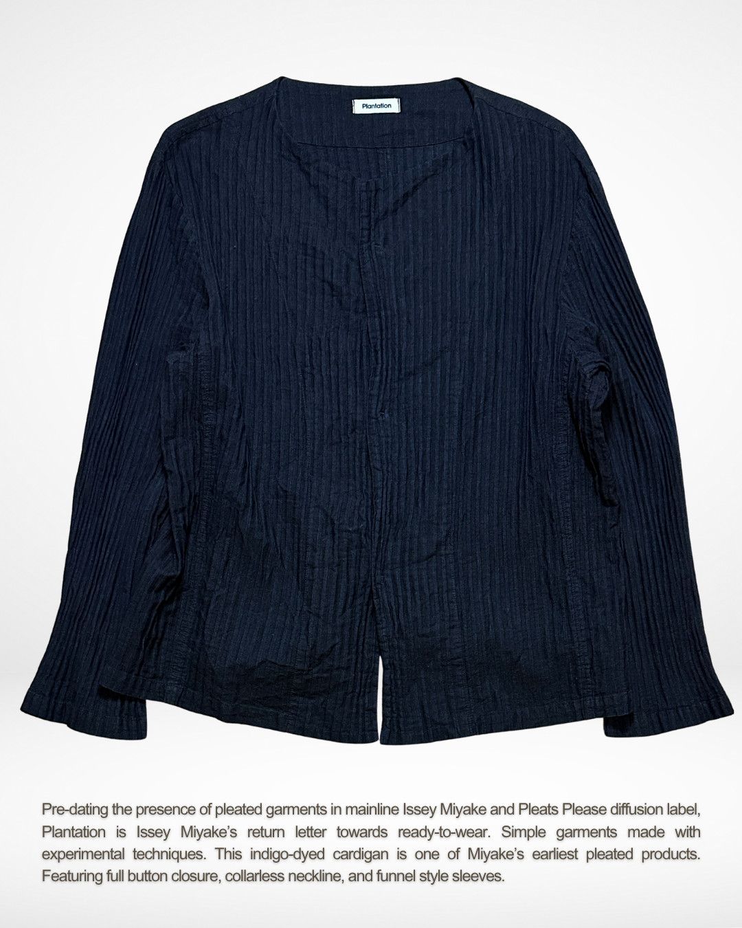 Issey Miyake SS97 Plantation Indigo-dyed Pleated Cardigan Size US M / EU 48-50 / 2 - 2 Thumbnail