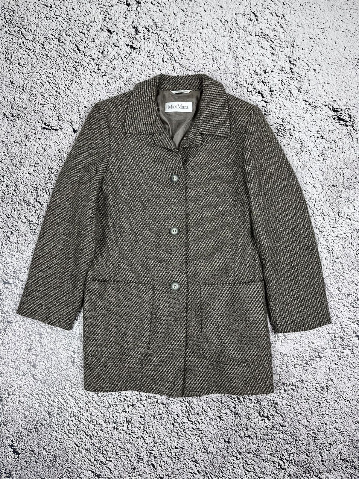 Max Mara Max Mara Houndstooth Wool Cropped Light Coat Old Money Size L / US 10 / IT 46 - 1 Thumbnail