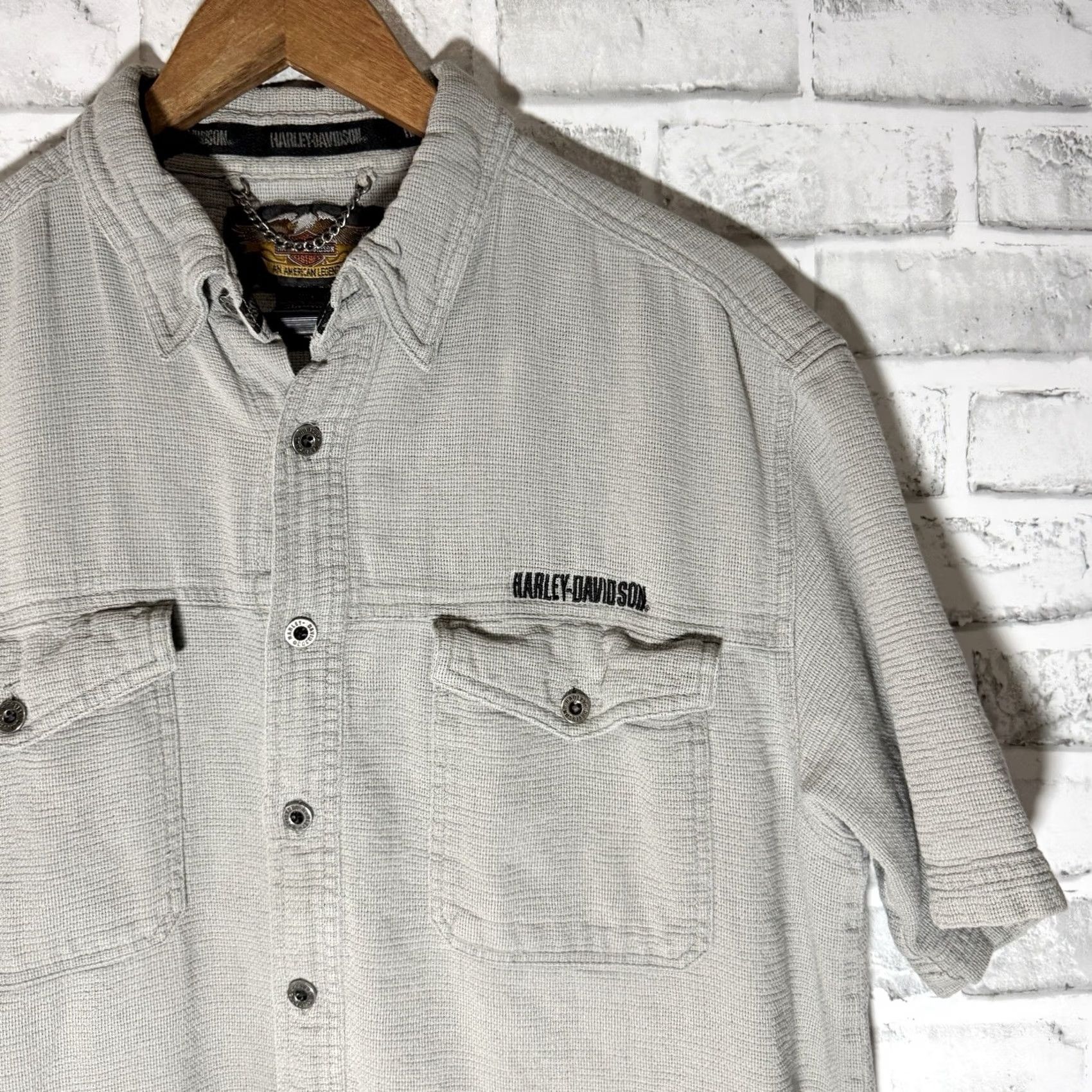 Harley Davidson Harley-Davidson Shirt Mens Short Sleeve Button-Down Gray L Size US L / EU 52-54 / 3 - 2 Thumbnail