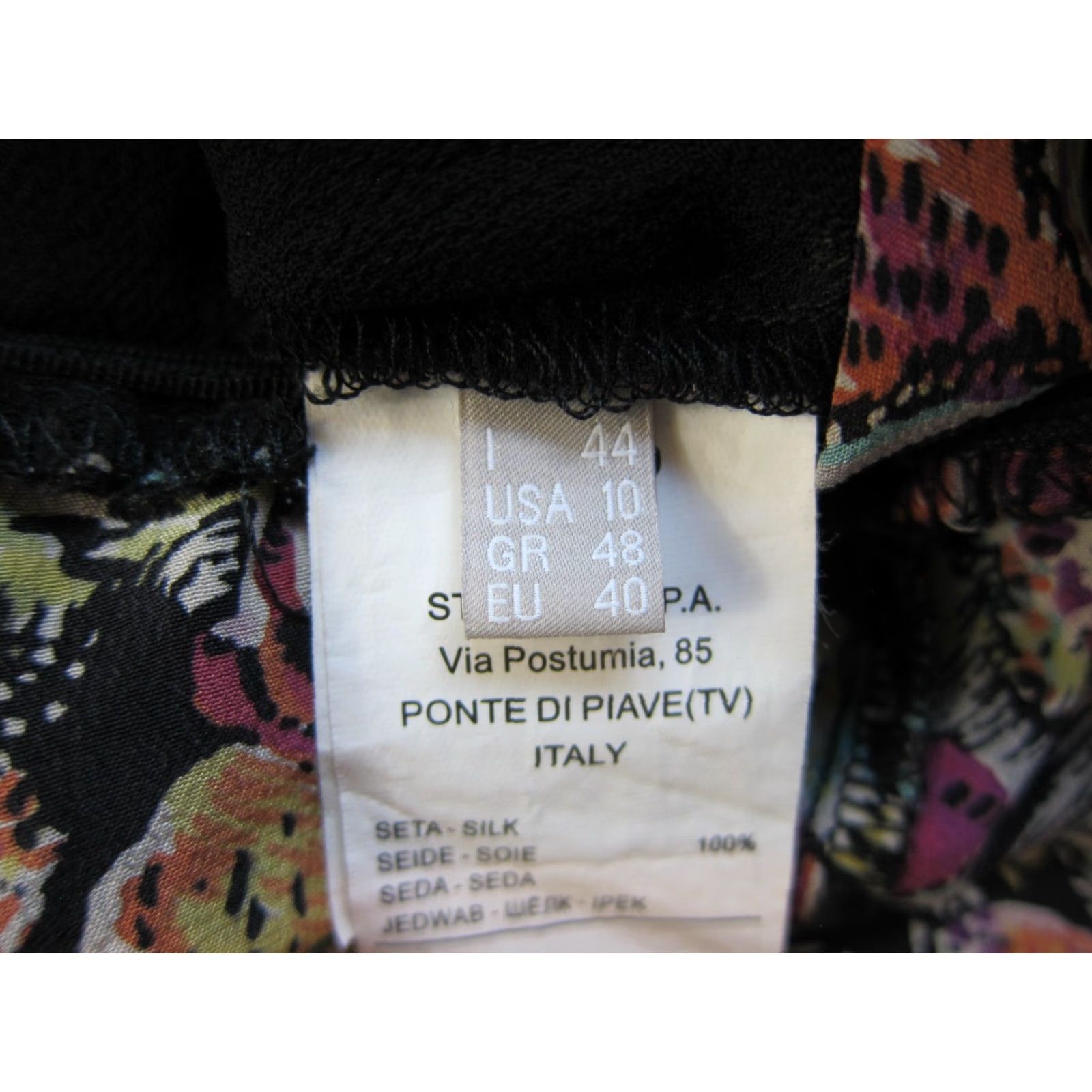 Vintage Stefanel 100% Silk Black Pink Green Floral Sleeveless Tunic Tank Dress 10 Size L / US 10 / IT 46 - 4 Thumbnail